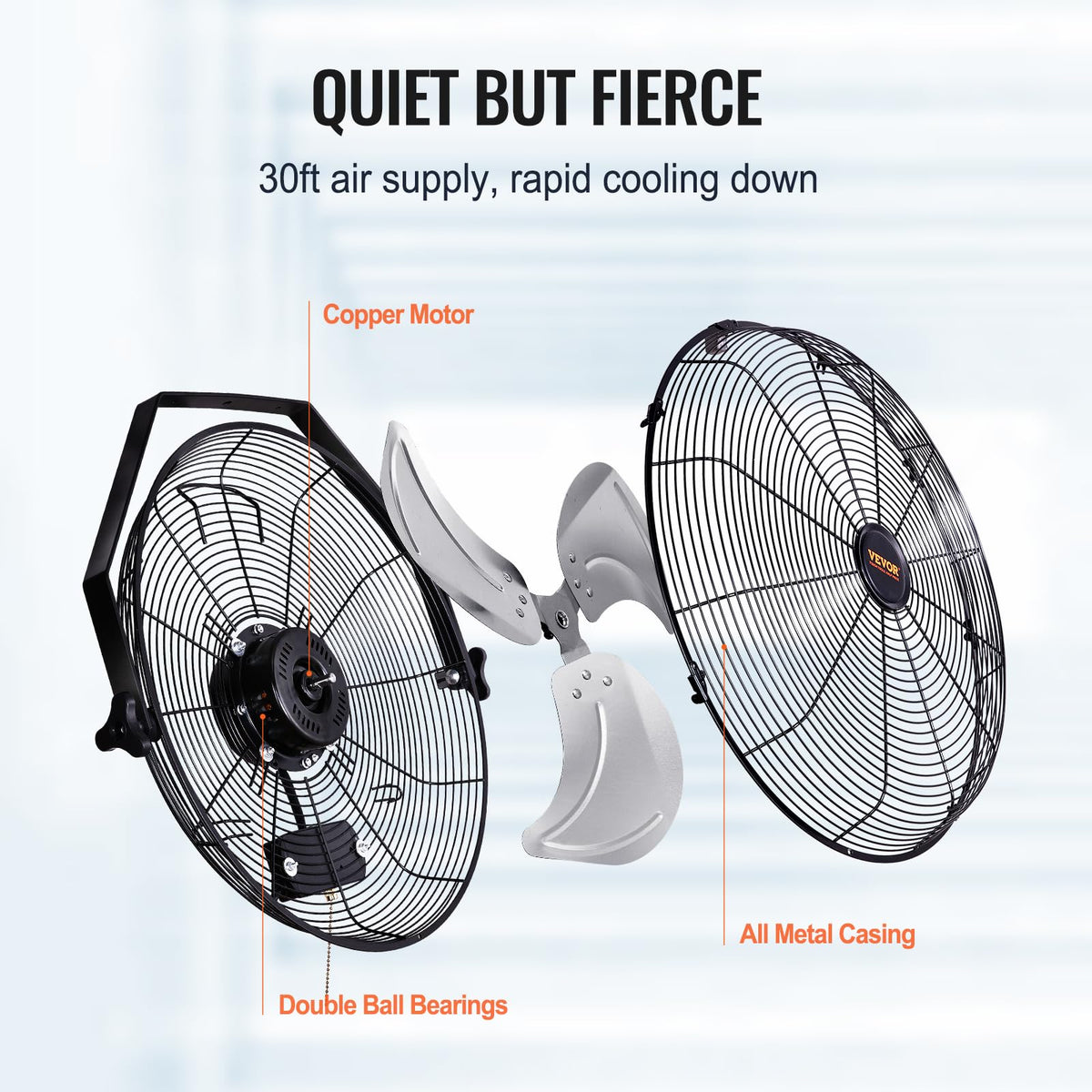 VEVOR 18" Waterproof Wall Mount Fan 2 PCS, 3-Speed 4000 CFM