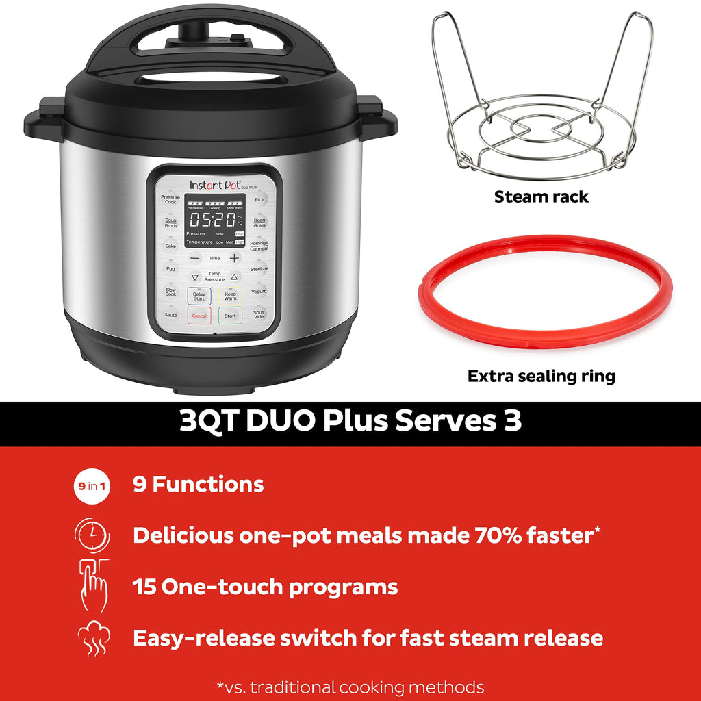 INSTANT POT Duo Plus 9-in-1 Electric Pressure Cooker, 3 Quart