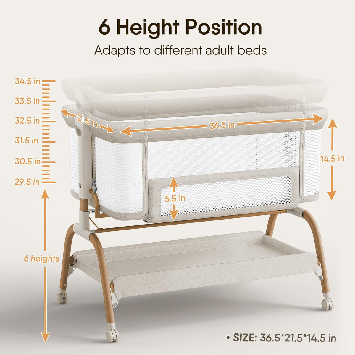 BABYBOND Baby Bassinet Bedside Crib - 3-in-1 Adjustable Sleeper