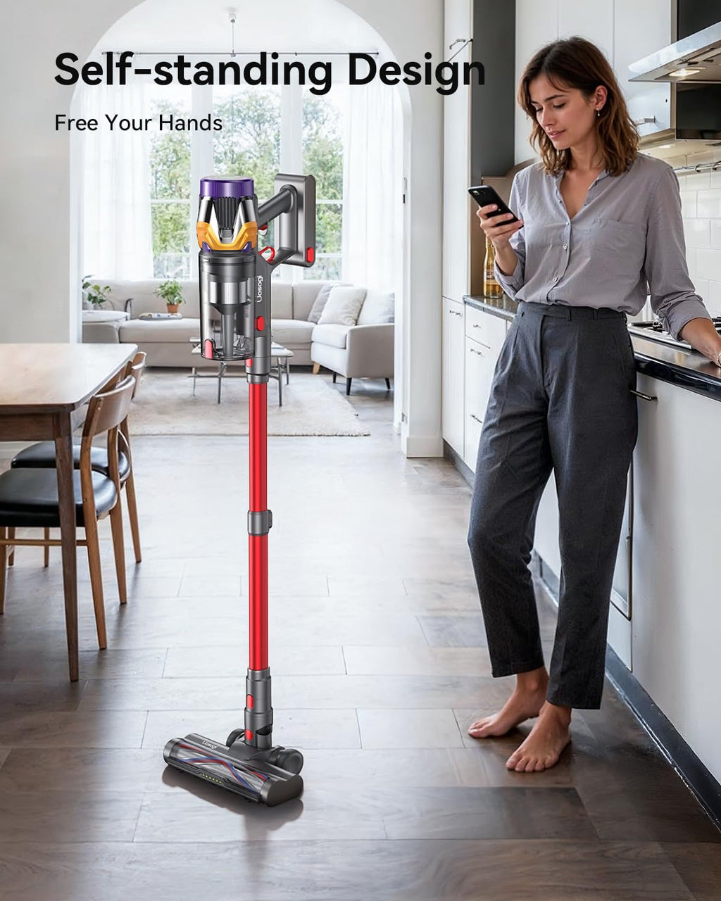 UOSOGI Cordless Vacuum Cleaner 55KPA 650W 70Mins Hurricane Mode