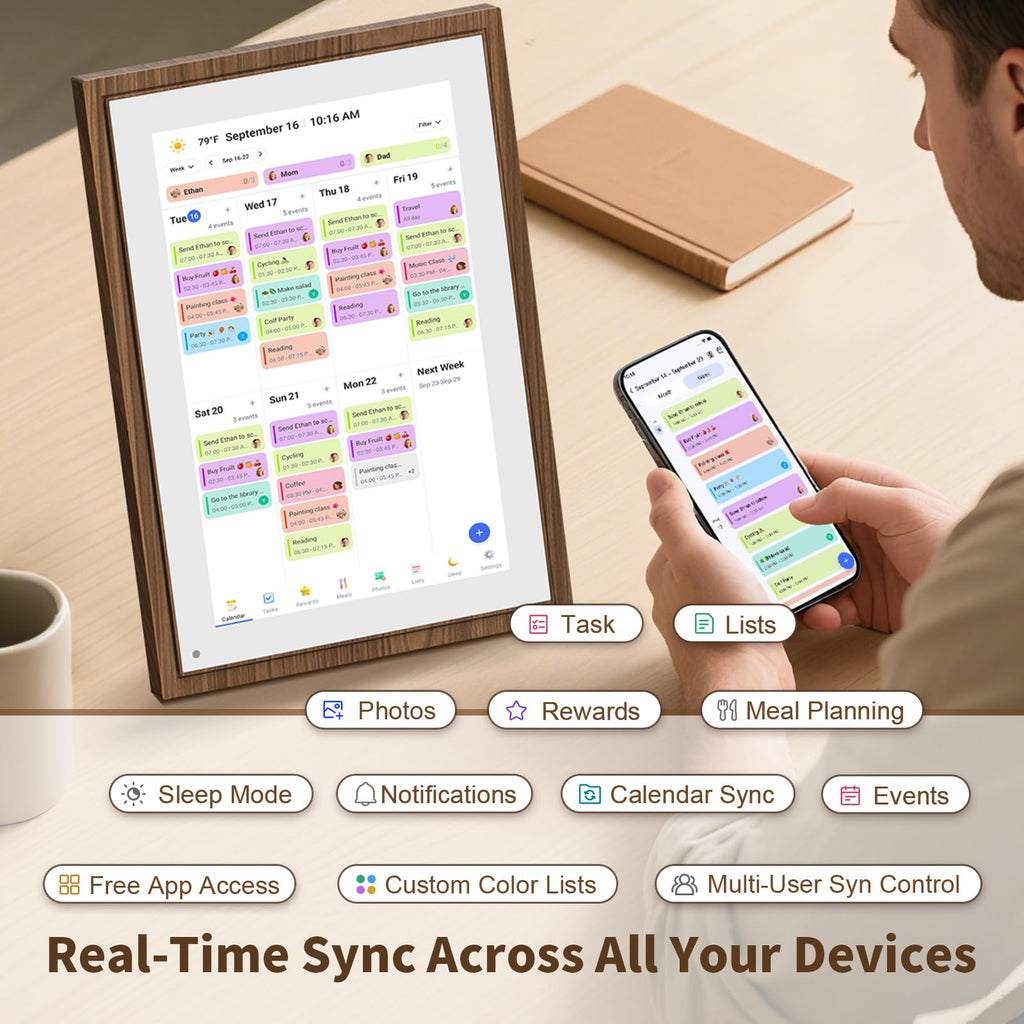 CANUPDOG 10.1 Inch Digital Calendar Chore Chart with Touchscreen