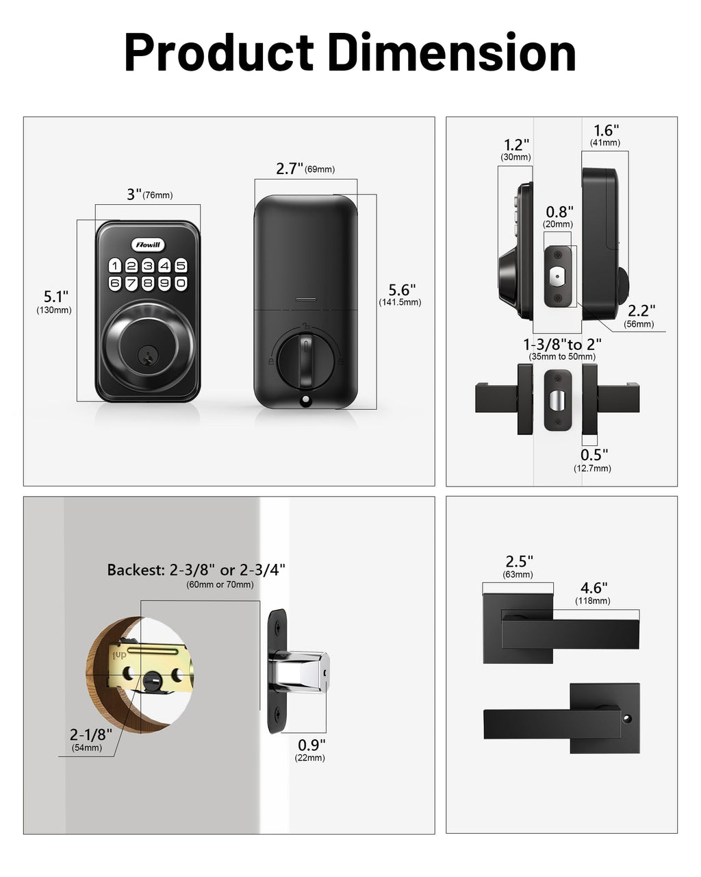 ZOWILL Keyless Entry Door Lock with Electronic Keypad