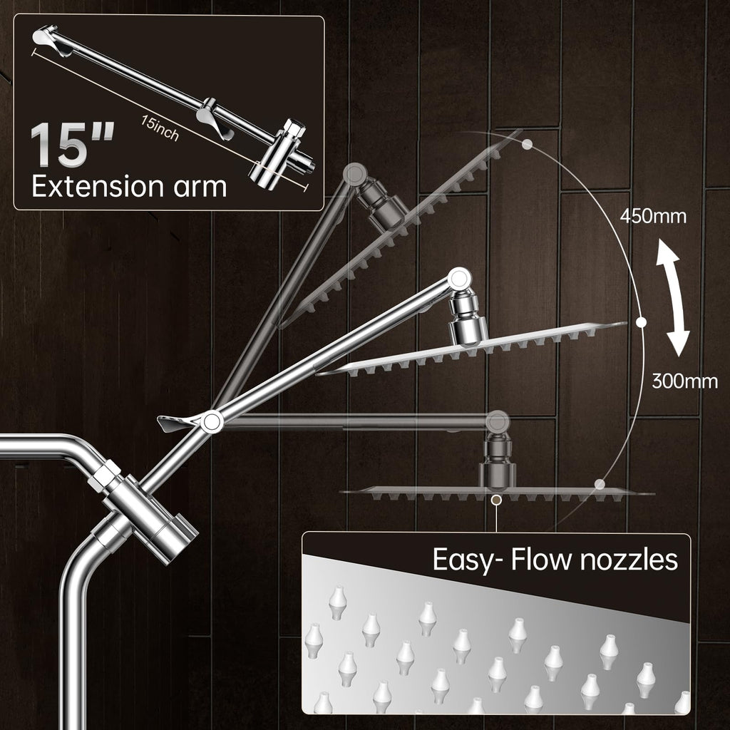 VEKEN All Metal 10" Dual Rain Shower Head with Handheld