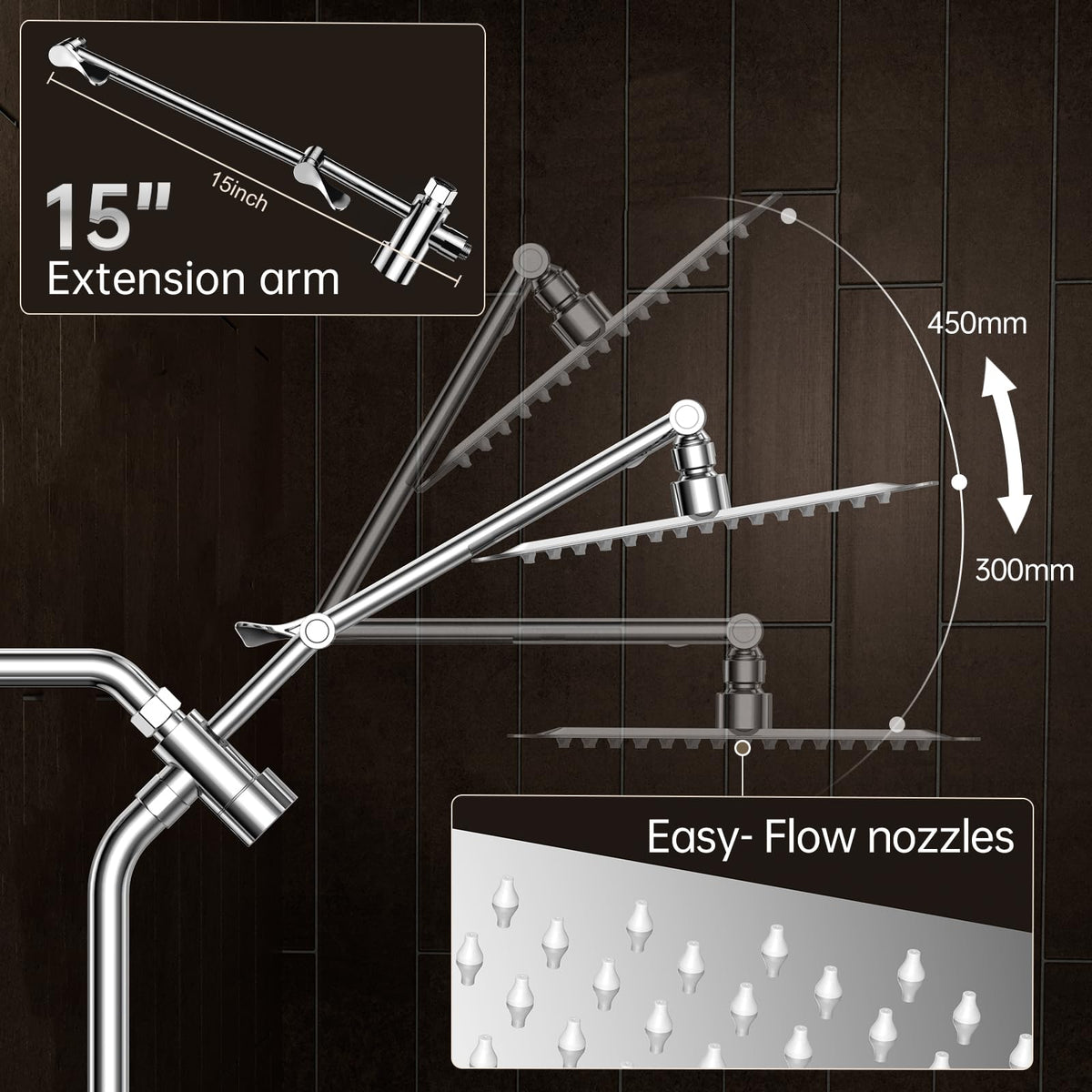 VEKEN All Metal 10" Dual Rain Shower Head with Handheld