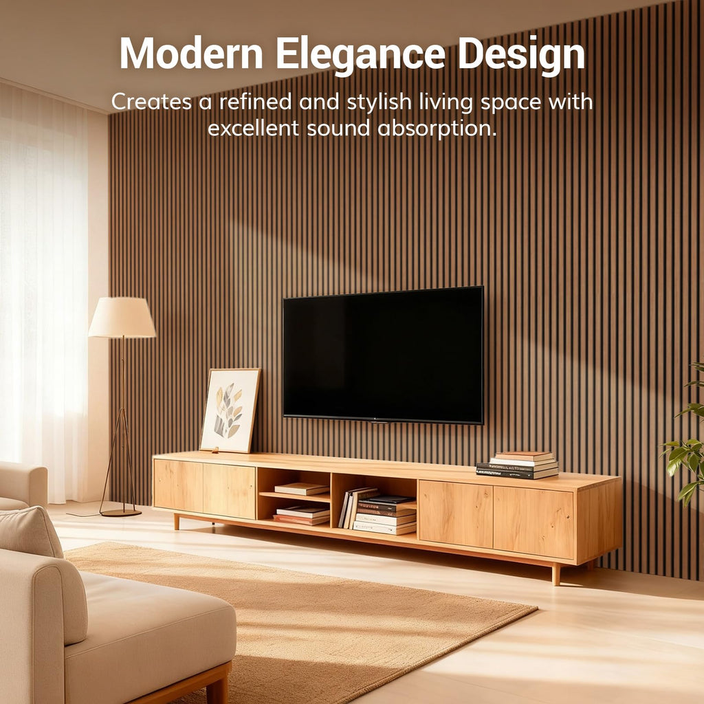 TONOR Wood Slat Wall Panels, 4 Pack Acoustic Noise Cancelling