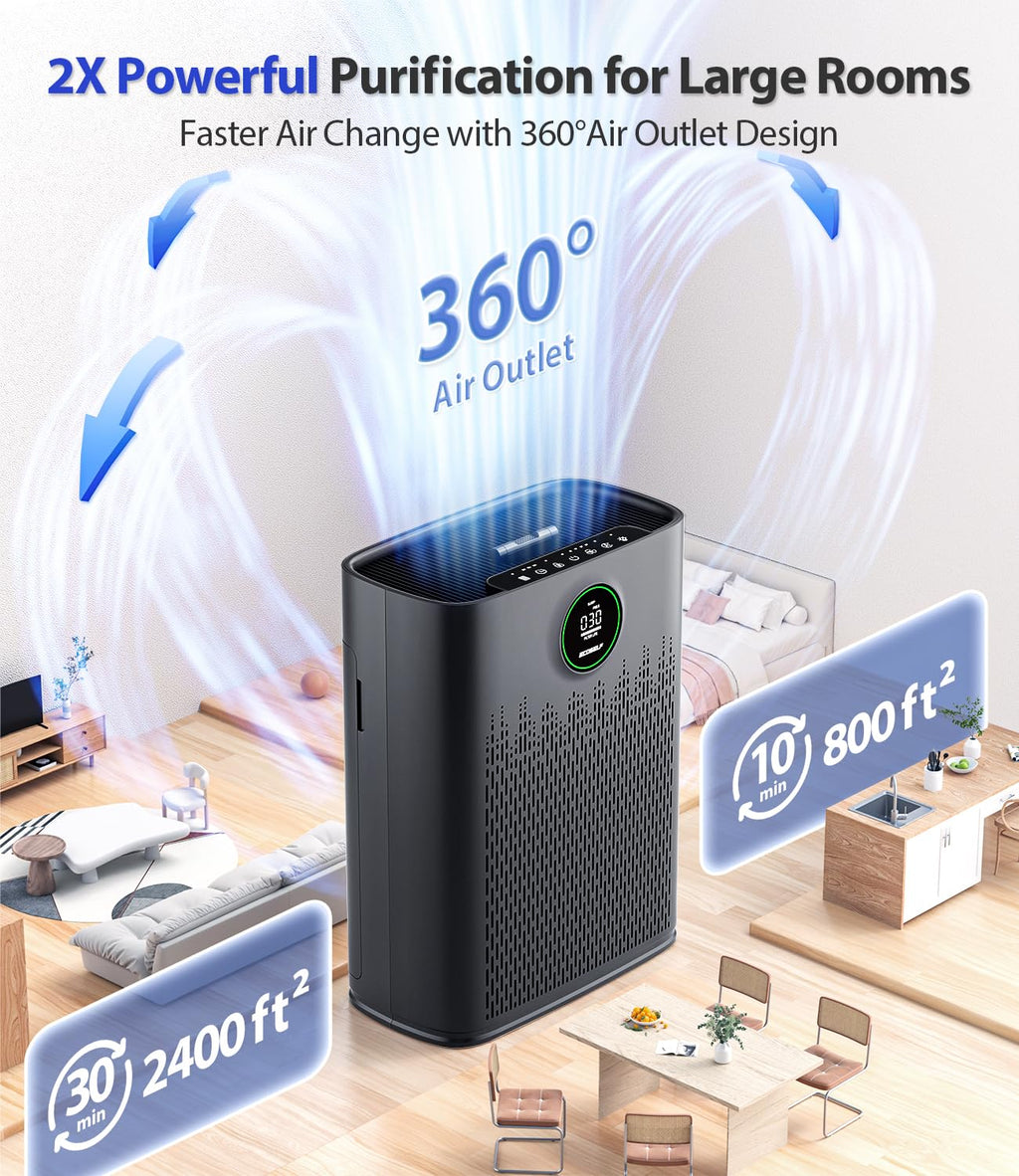 ECOSELF HAP603 Air Purifier for Large Rooms | HEPA Filter