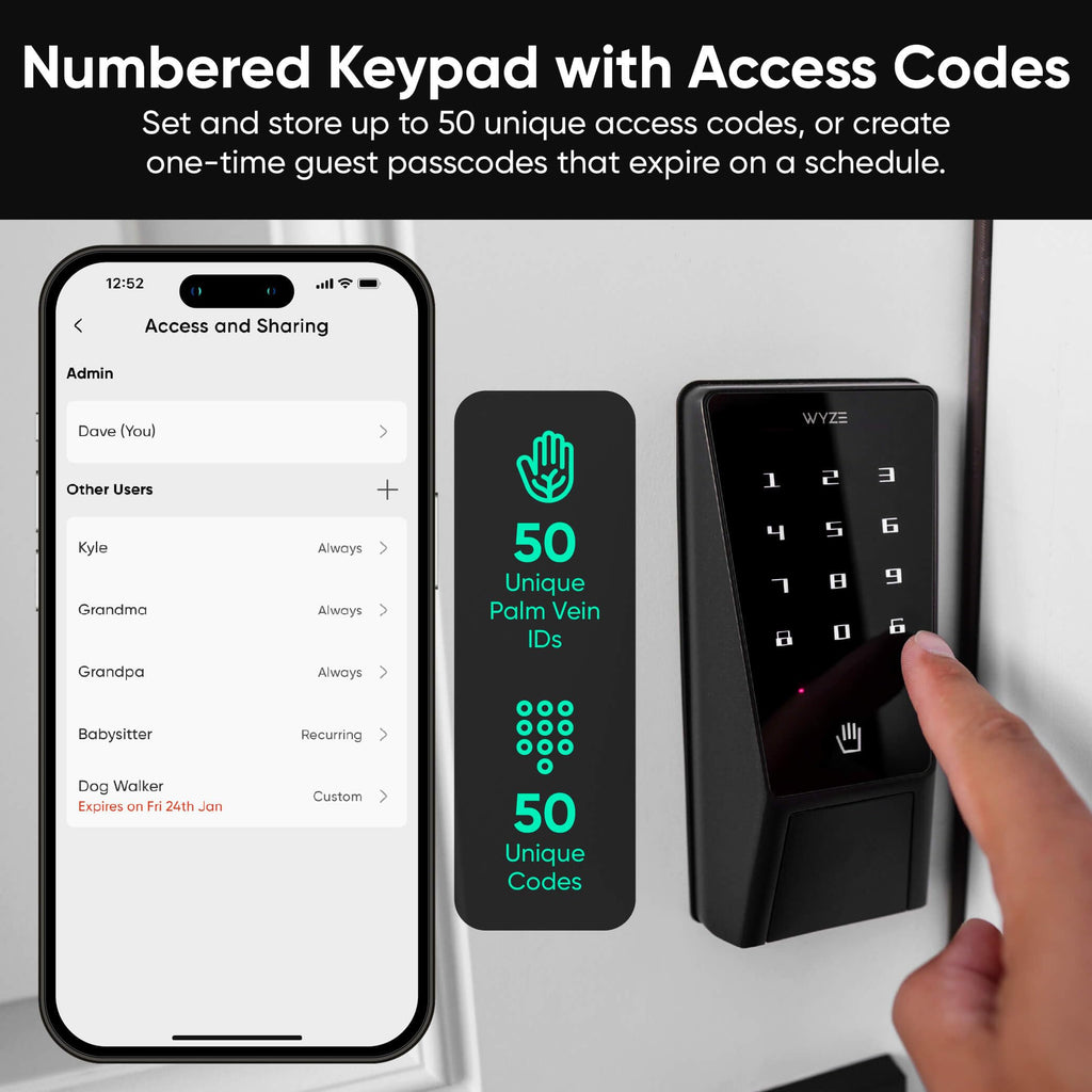 WYZE Palm Lock Smart Door Lock - Keyless Entry, Wi-Fi, Alexa