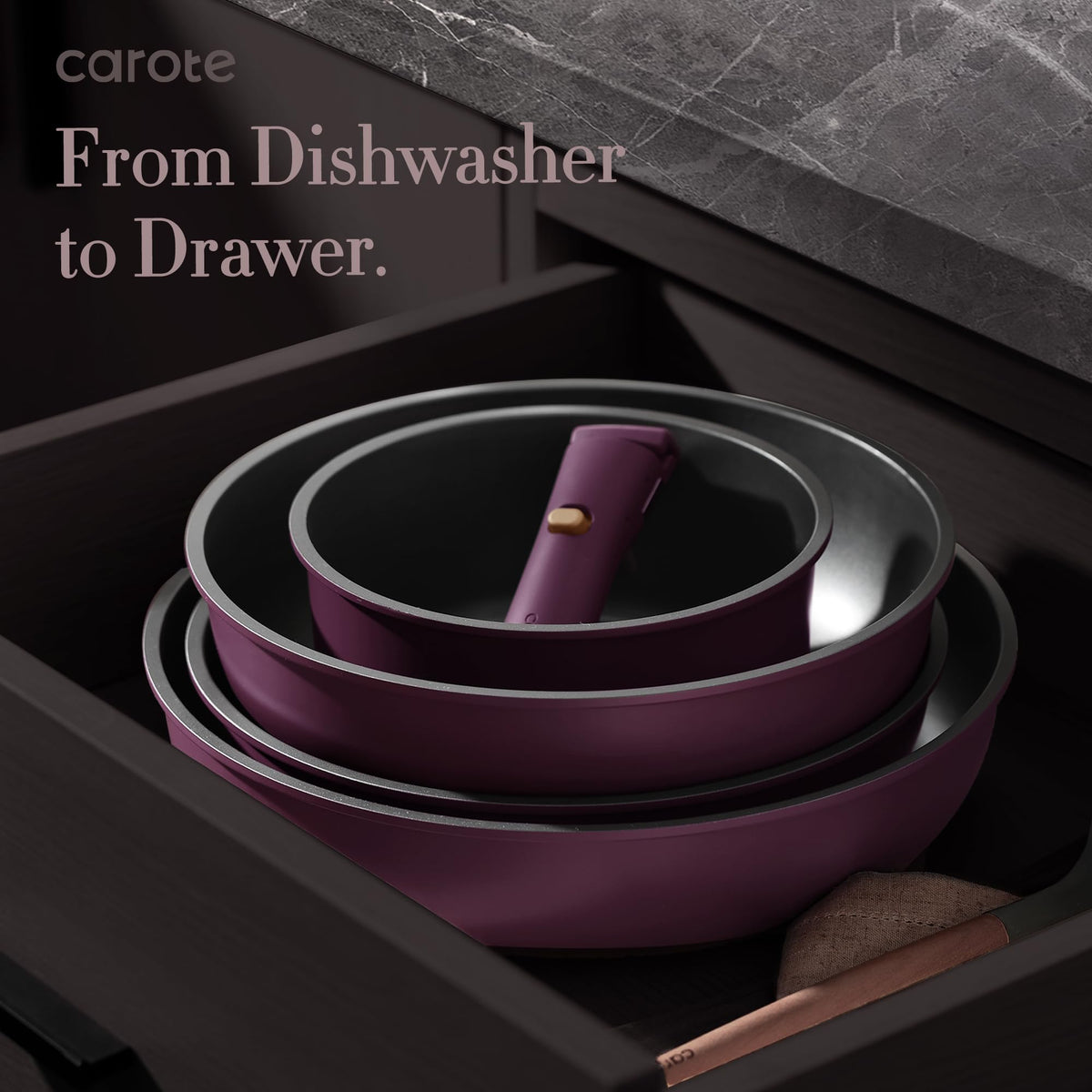CAROTE 21pcs Nonstick Cookware Set with Removable Handle