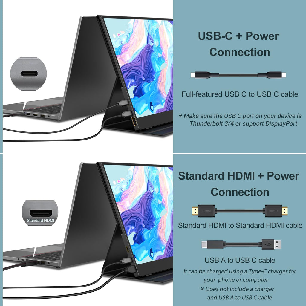 INNOVIEW Portable Monitor 15.6" FHD 1080P HDMI USB-C