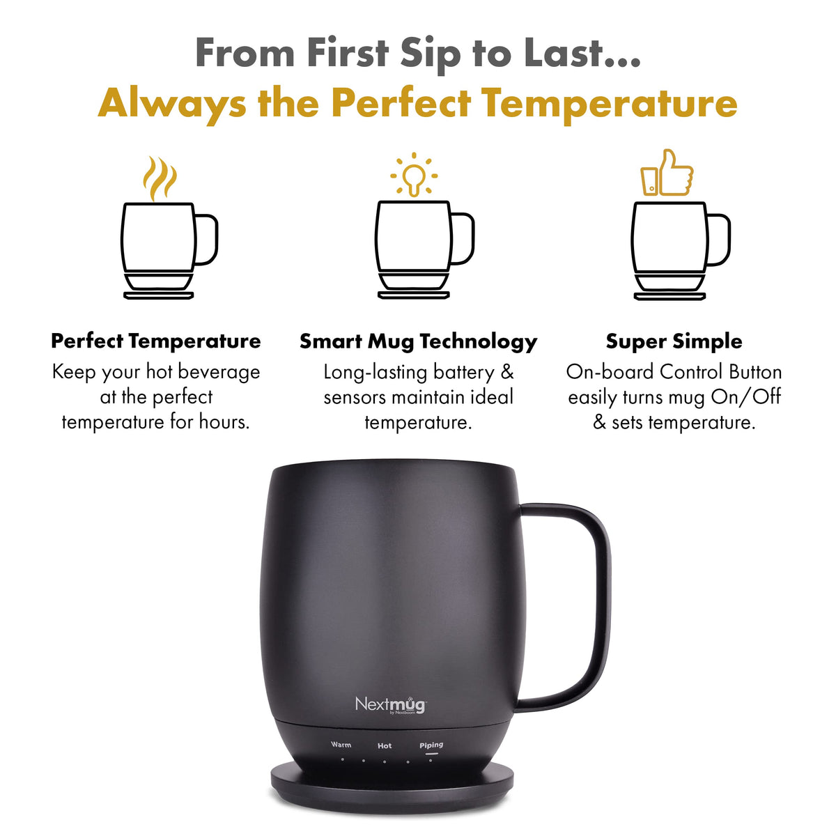 NEXTMUG BY NEXTBOOM Nextmug - Temperature-Controlled Self-Heating Mug
