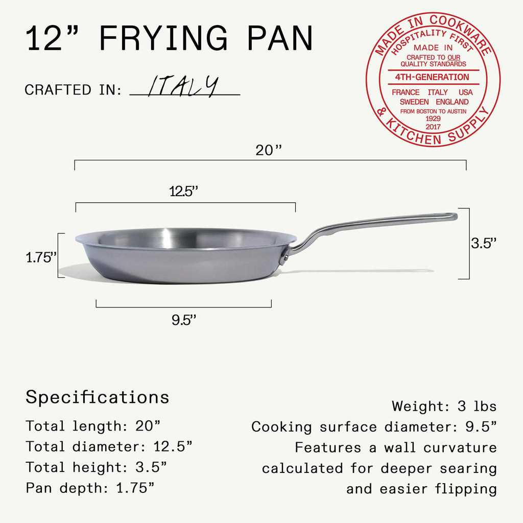 MADE IN 12-Inch Stainless Steel Frying Pan | 5 Ply Cookware
