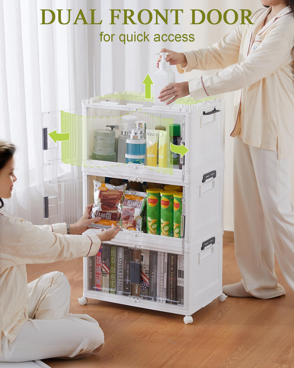 OLARHIKE 144QT Lockable Storage Bins - Collapsible Organizer Set