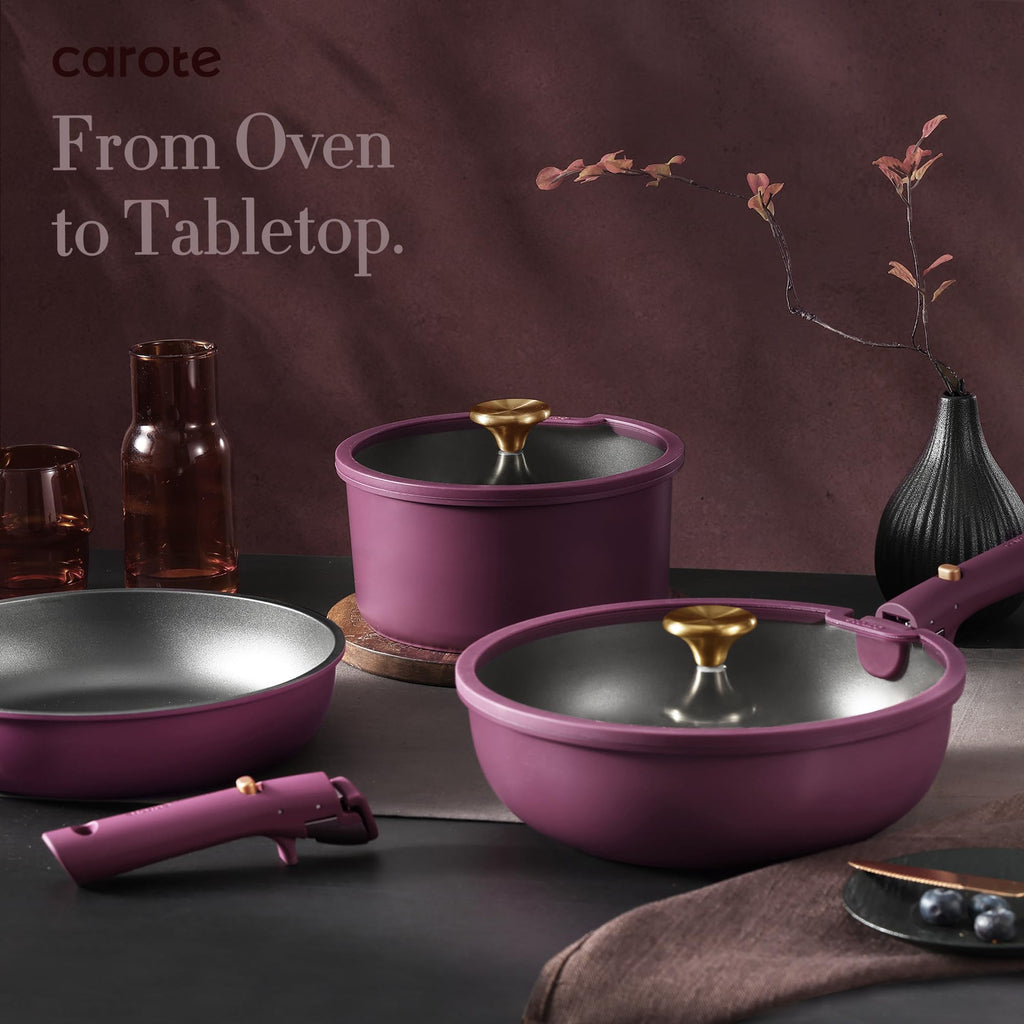 CAROTE 21pcs Nonstick Cookware Set with Removable Handle
