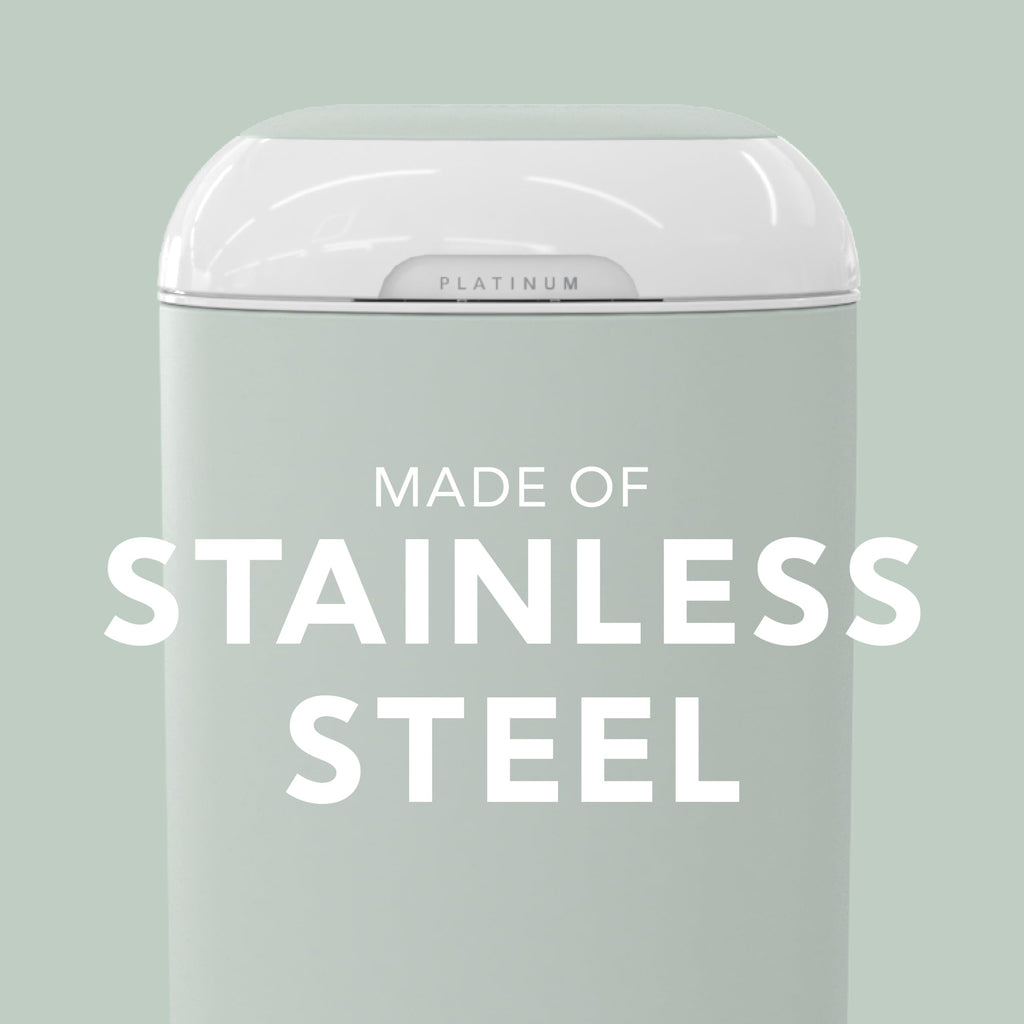 DIAPER GENIE Platinum Pail Sage Green Stainless Steel with Refill