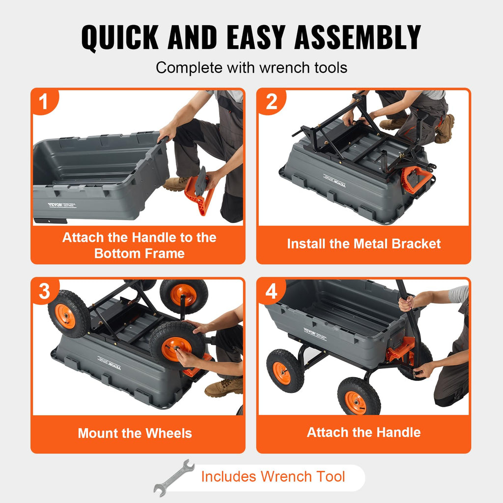 VEVOR 1200lbs Garden Dump Cart with 2-in-1 Handle