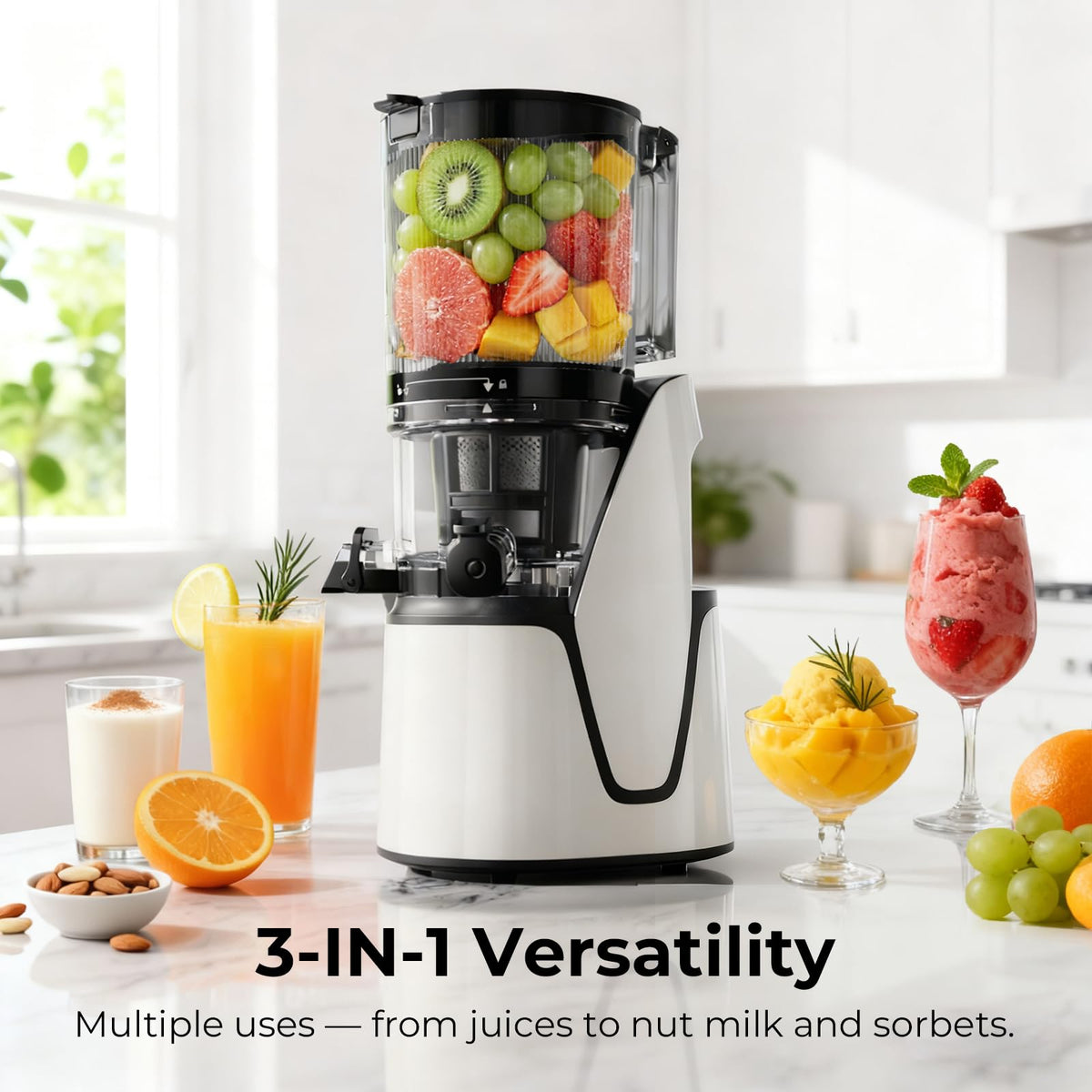 EANORUUS 3-in-1 Cold Press Juicer with 100oz Capacity