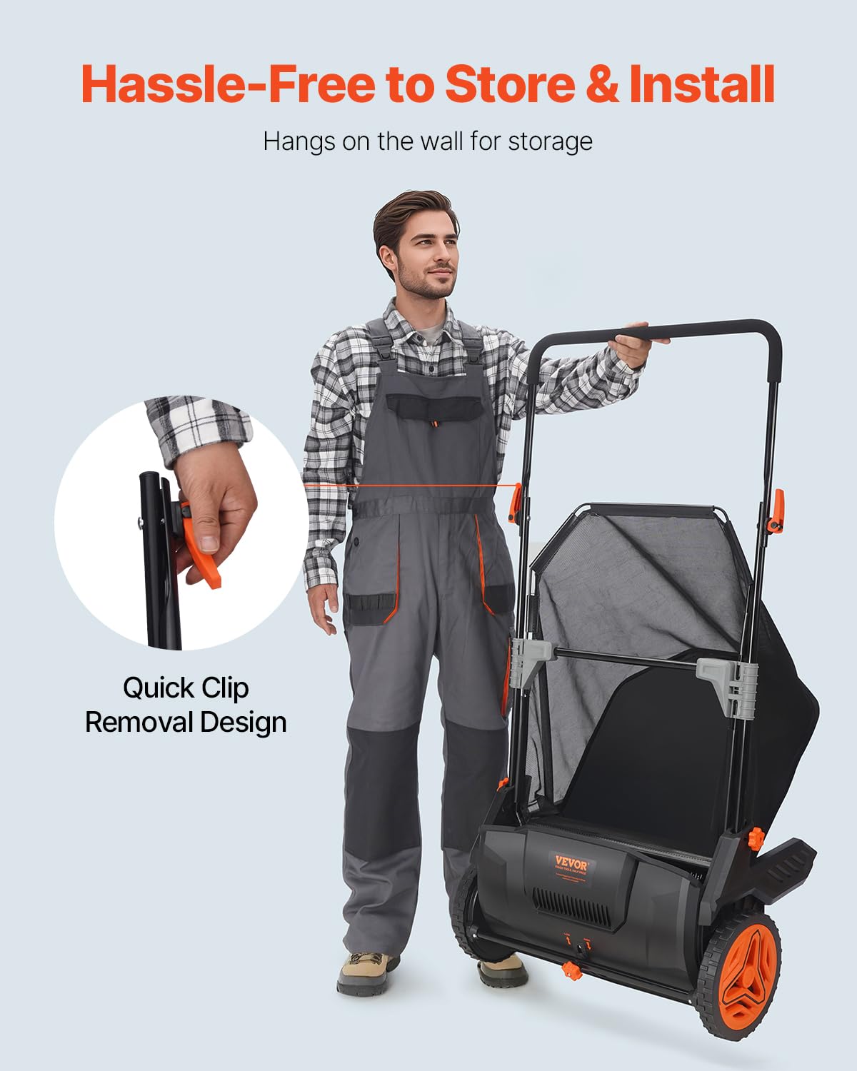 VEVOR Push Lawn Sweeper - 21" Heavy Duty Grass Collector