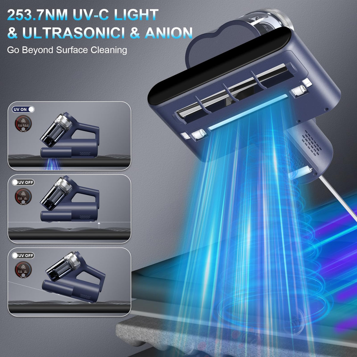 TEANT Mattress Vacuum Cleaner with UV-C Light & HEPA Filter