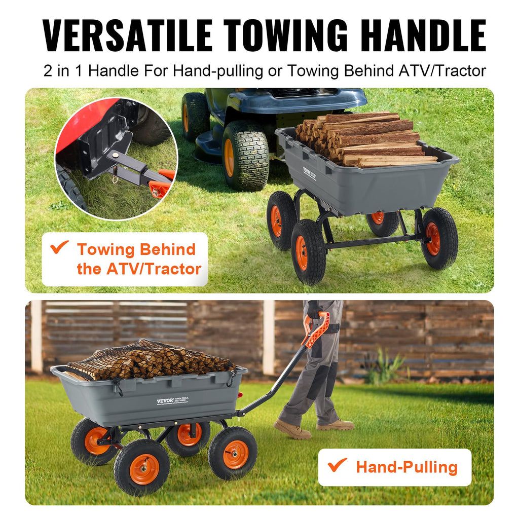 VEVOR 1200lbs Garden Dump Cart with 2-in-1 Handle