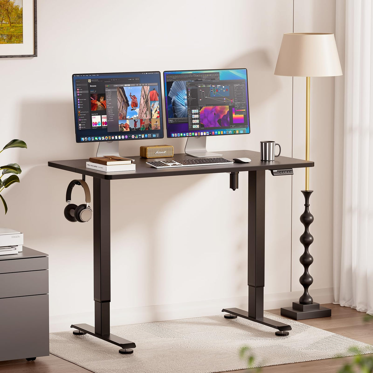 VEKEN 47.2" Adjustable Height Standing Desk - Modern Office Table
