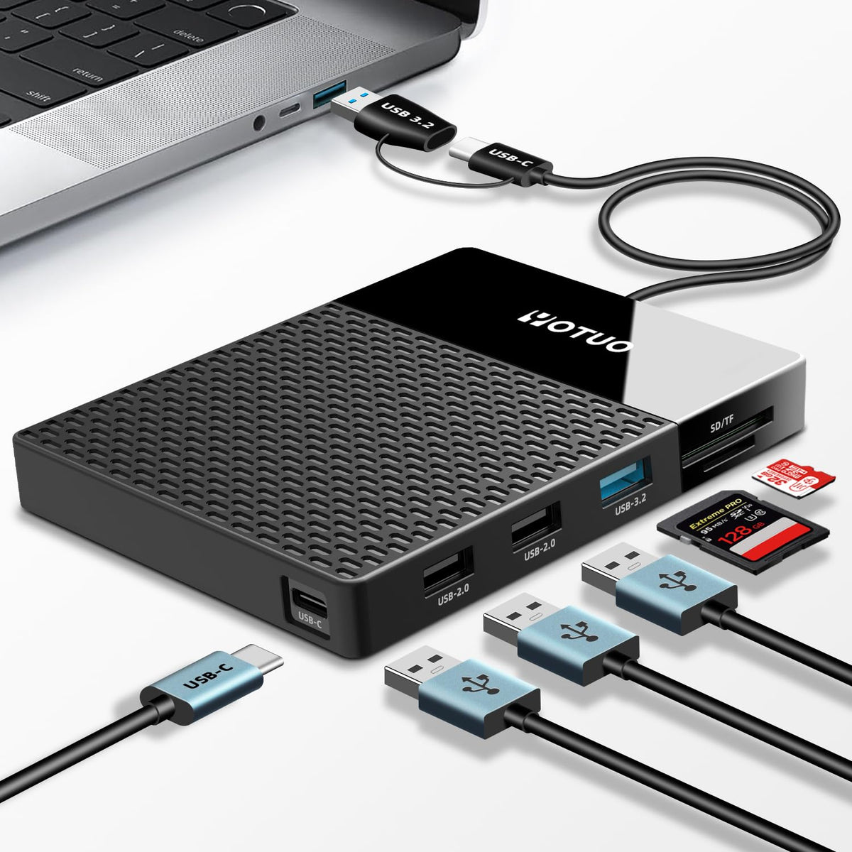 YOTUO 1TB External Hard Drive with USB C Hub 7-in-1