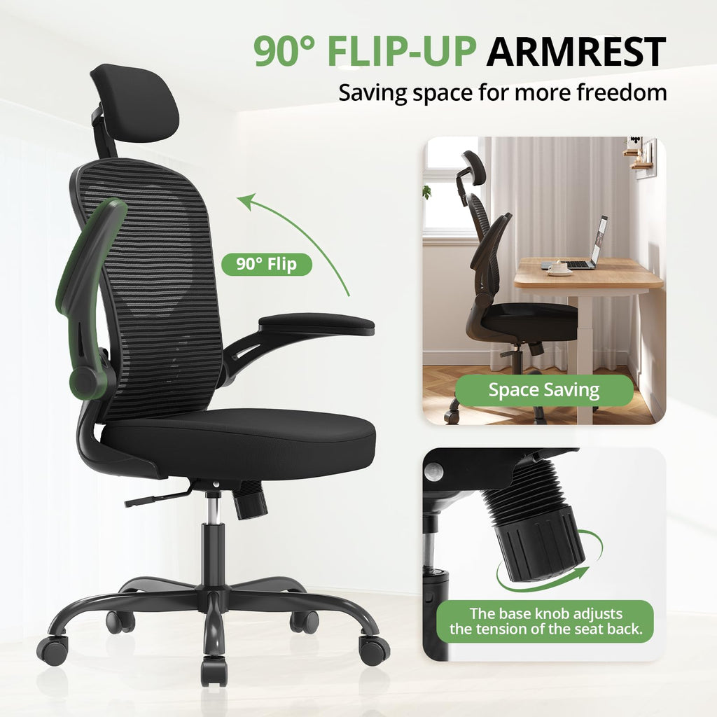 SYNORLA Ergonomic Desk Chair - 330LBS Capacity, High Back