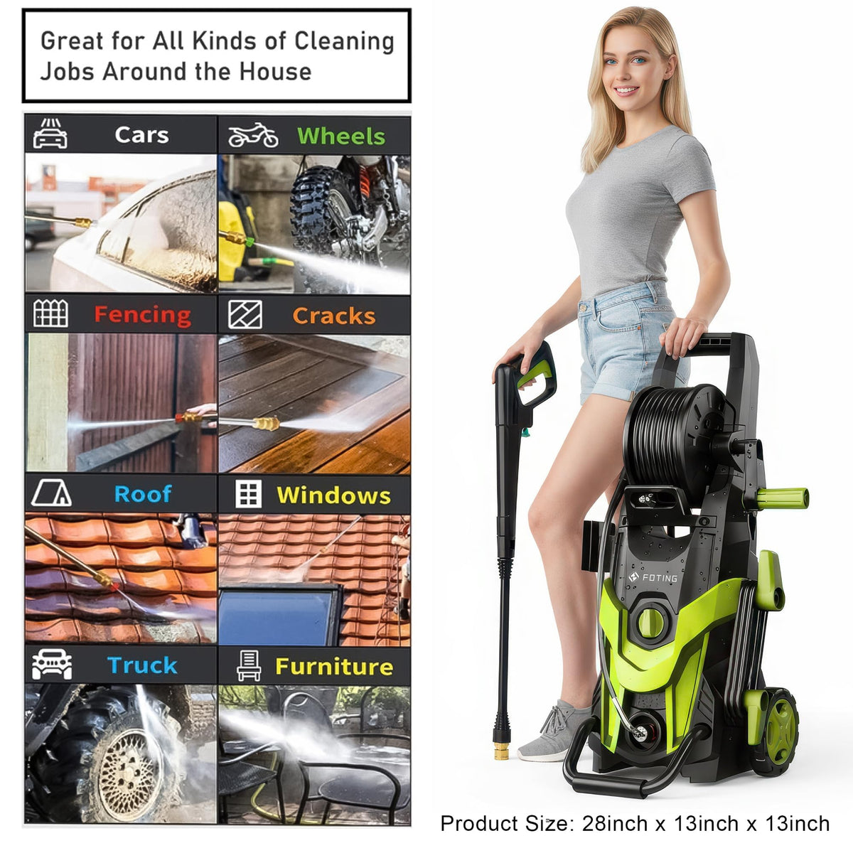 FOTING Upgraded 4500PSI Pressure Power Washer with Accessories