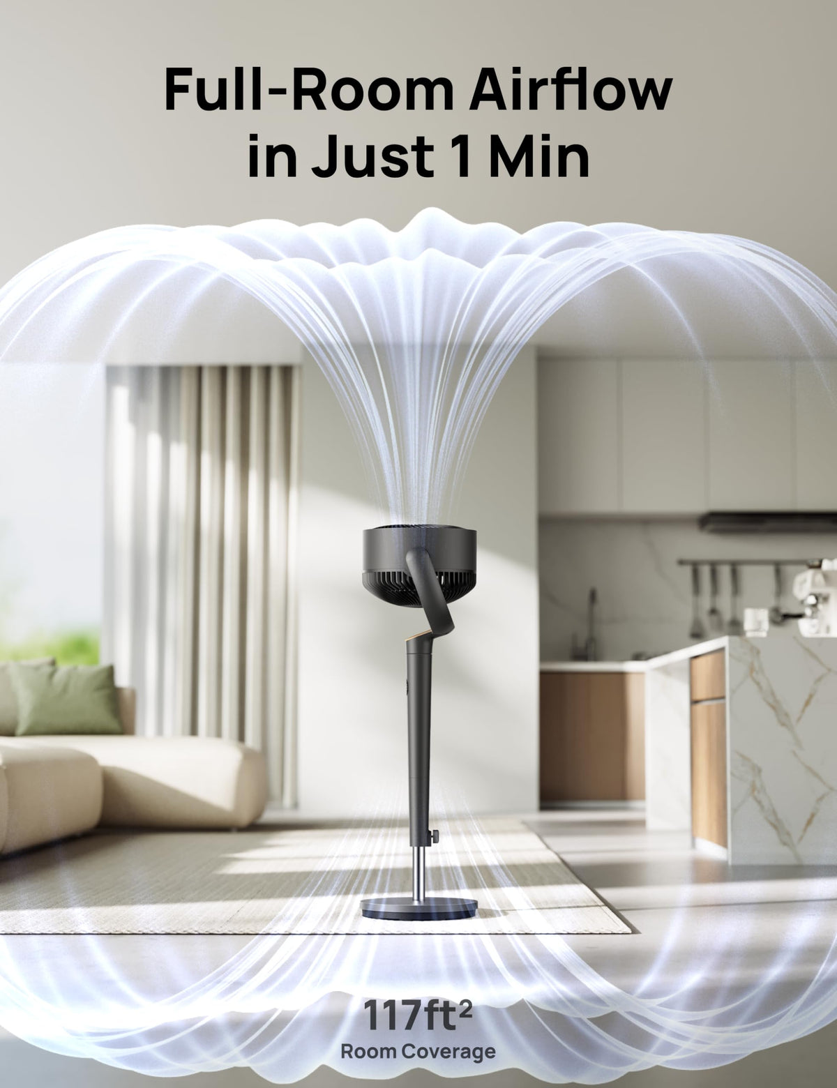 DREO Bed Fan with 120° Oscillation and 9 Speeds