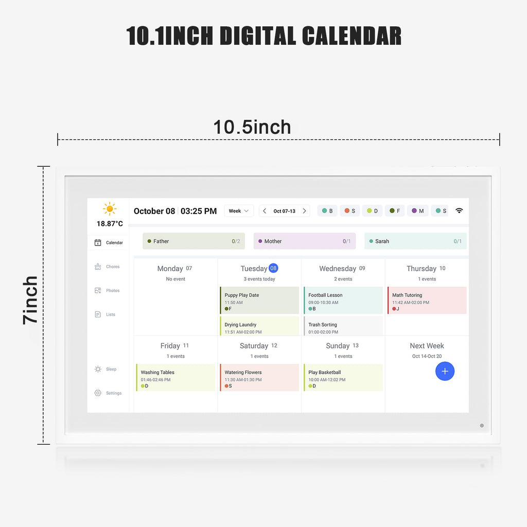 MEZED 10.1" Digital Calendar & Meal Planner with Touch Screen