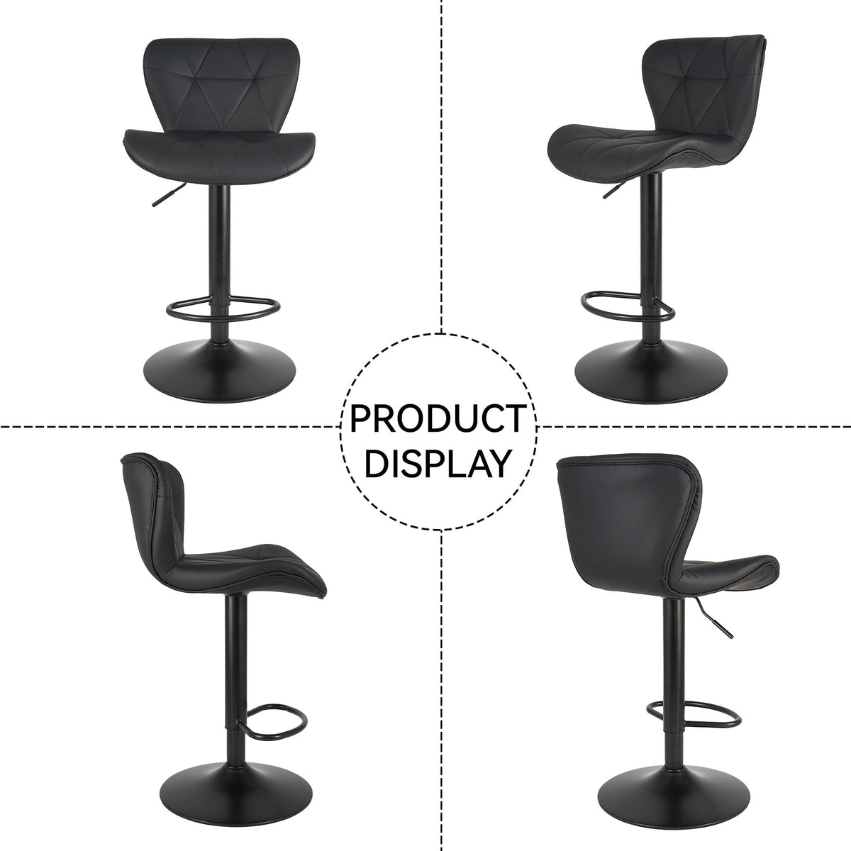 NALUPATIO Modern Bar Stools Set of 2 - Adjustable Faux Leather