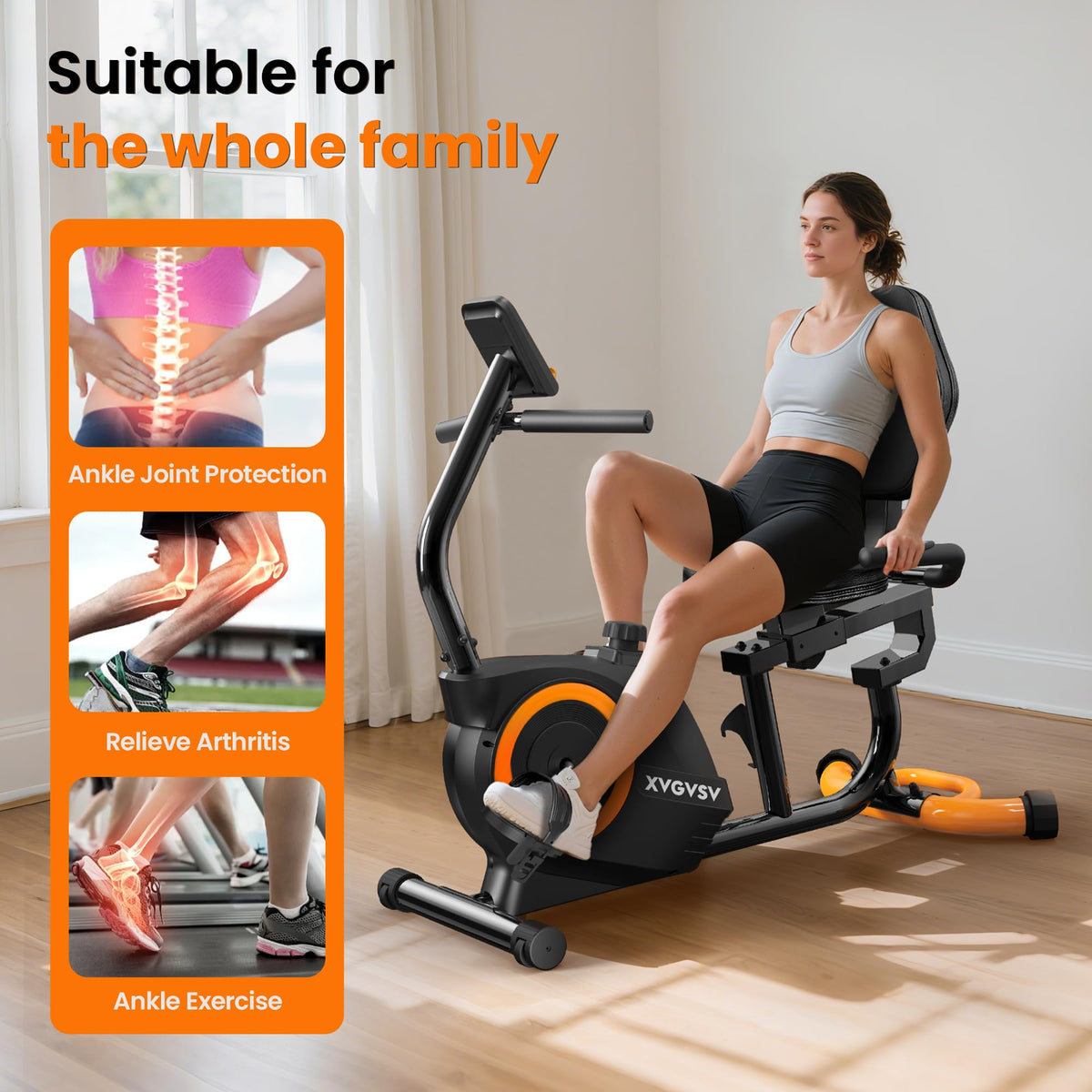 XVGVSV Recumbent Exercise Bike for Home Use with LCD Display
