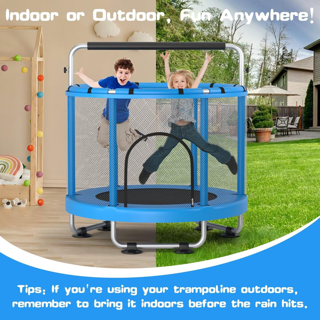ZCMHAXJ 55" Kids Trampoline with Enclosure & Adjustable Bar