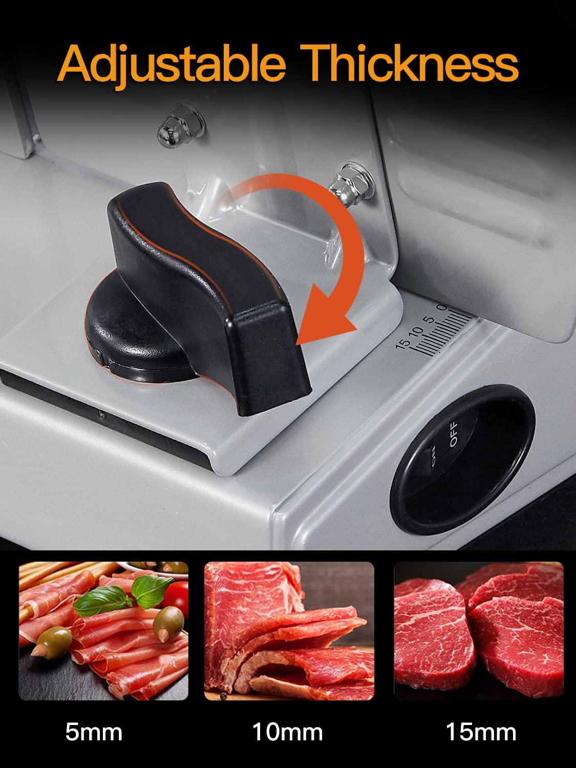 BORLEBBI Meat Slicer, 200W Electric Food Slicer with Blades
