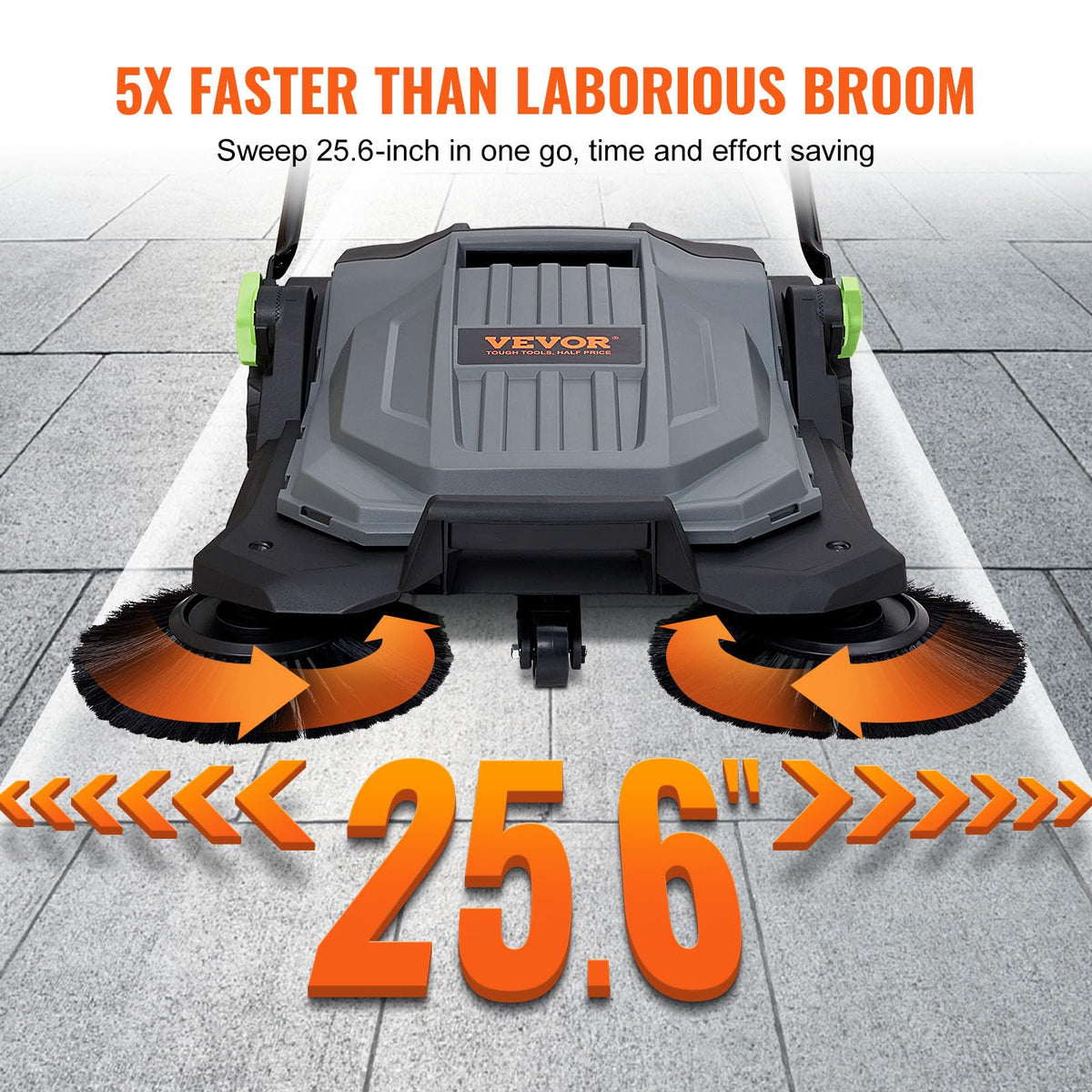 VEVOR Walk-Behind Manual Floor Sweeper with Adjustable Handle