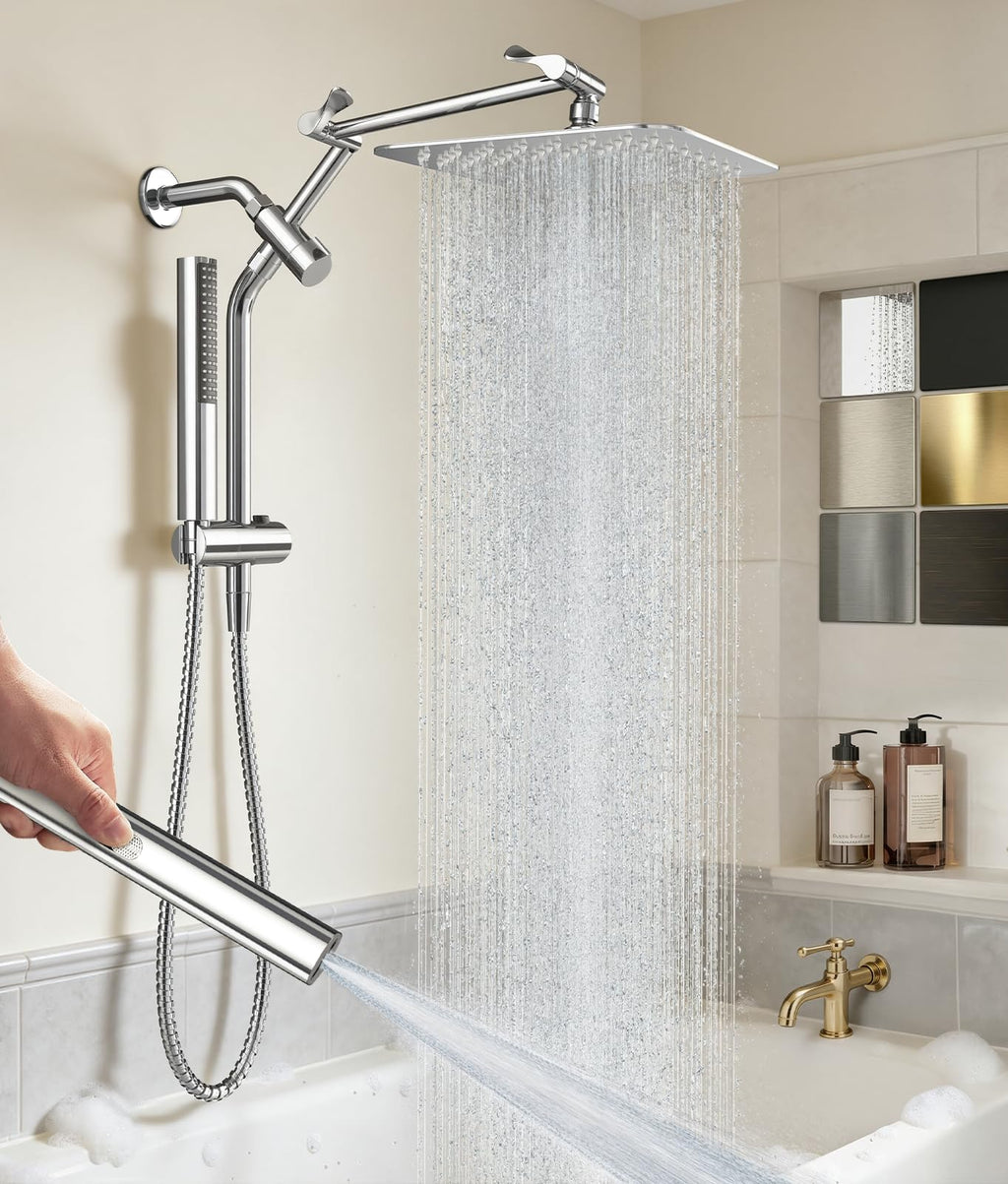 VEKEN All Metal 10" Dual Rain Shower Head with Handheld