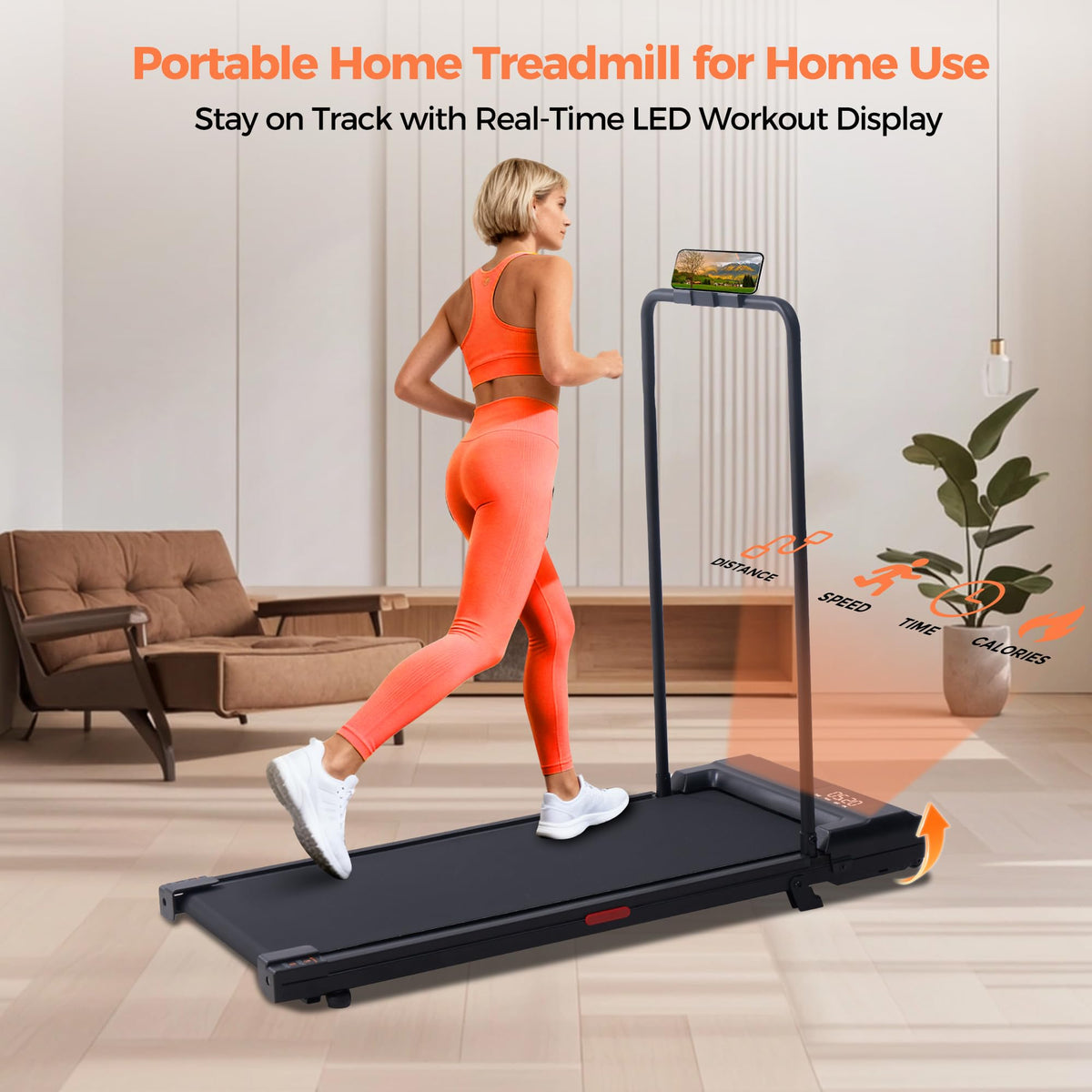 SUOUER Walking Pad Treadmill with Incline & Handle Bar