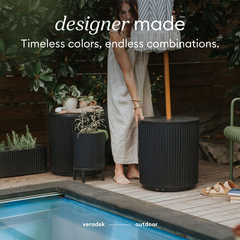VERADEK Umbrella Side Table - Outdoor Patio Table with Hole