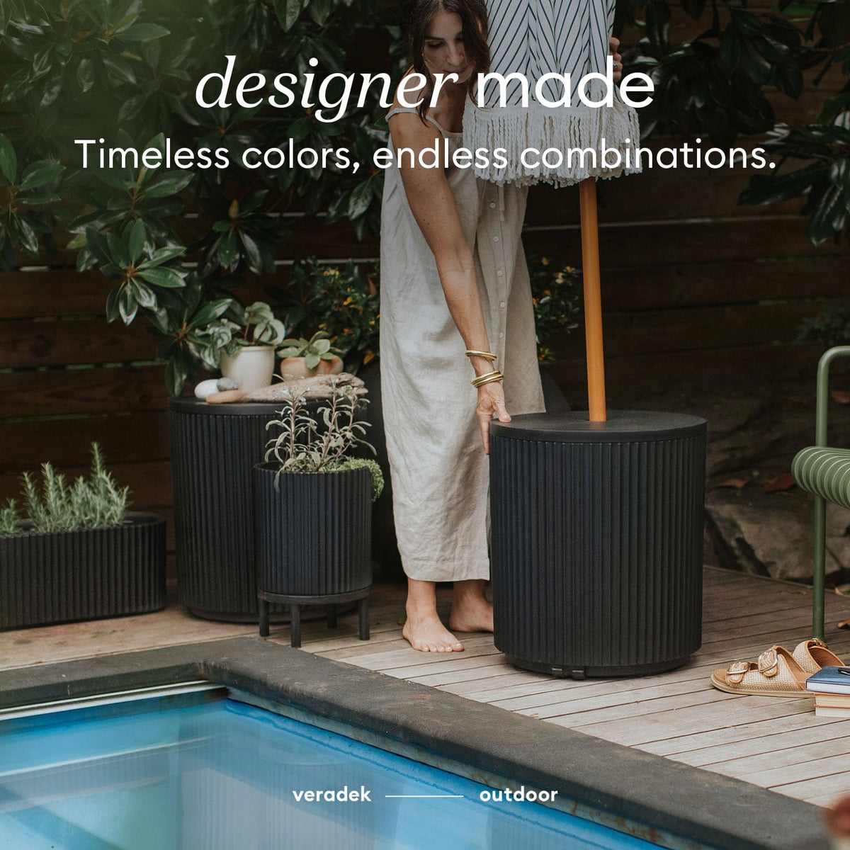 VERADEK Umbrella Side Table - Outdoor Patio Table with Hole