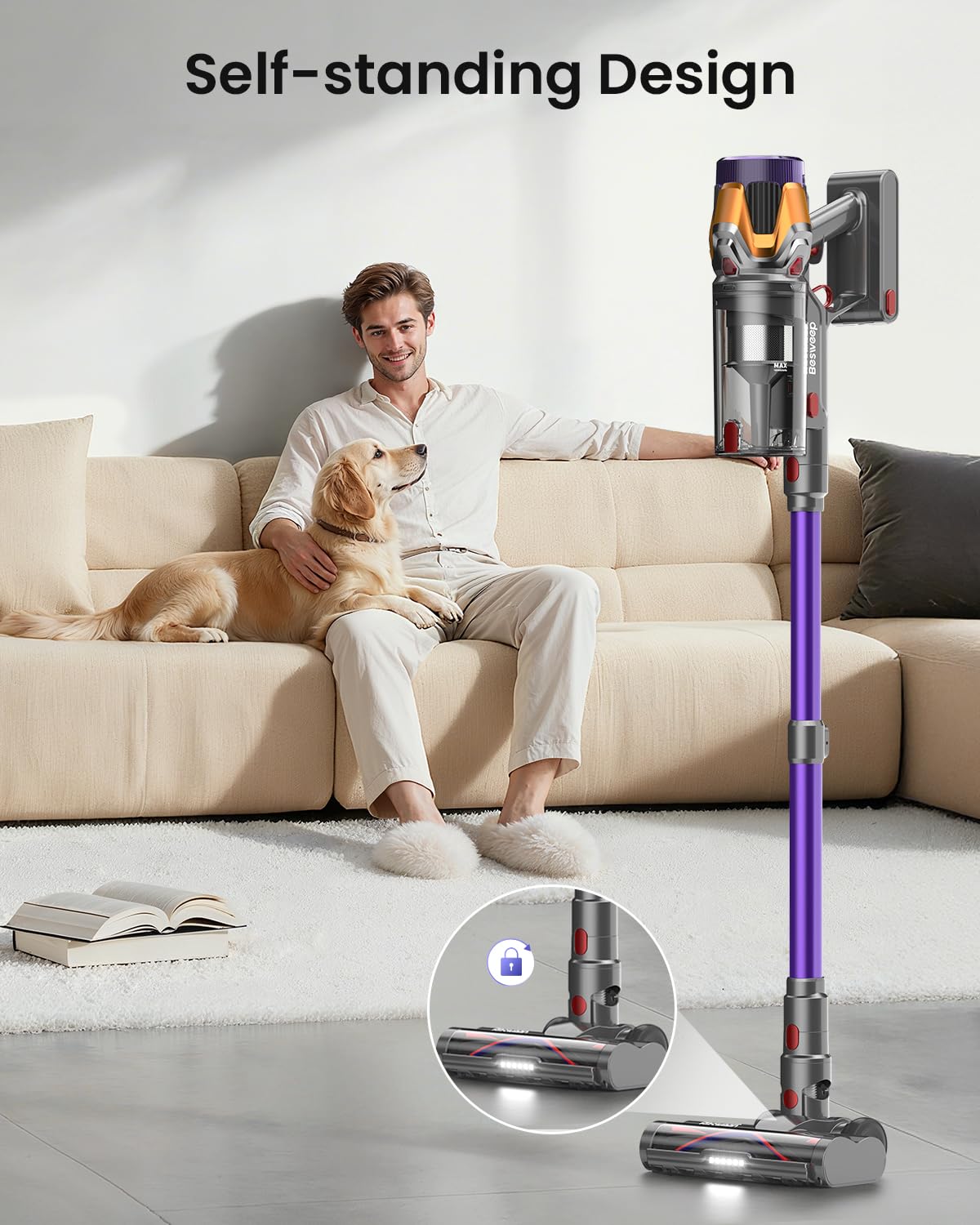 BESWEEP Cordless Vacuum Cleaner - 55Kpa, 70Min Battery Life