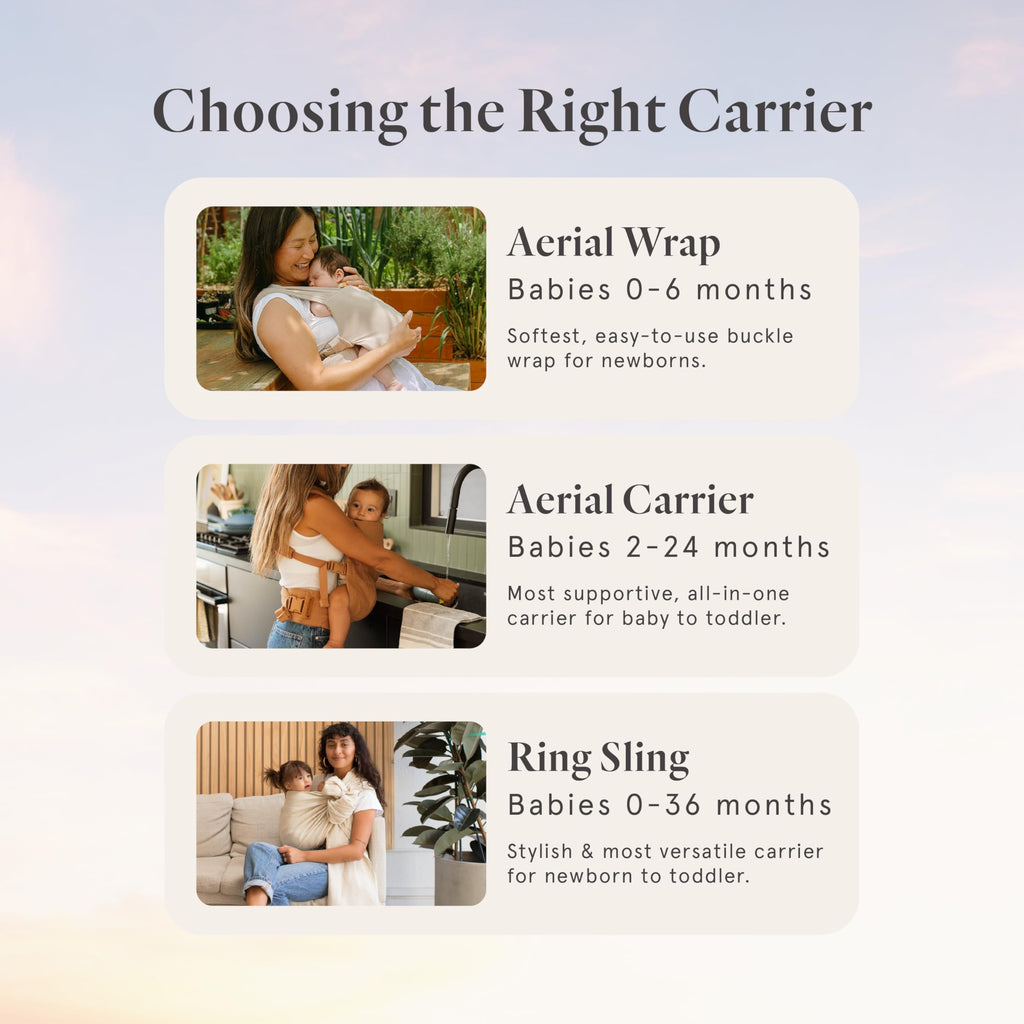 WILDBIRD Aerial Buckle Wrap - Newborn Baby Carrier - Desert Lark