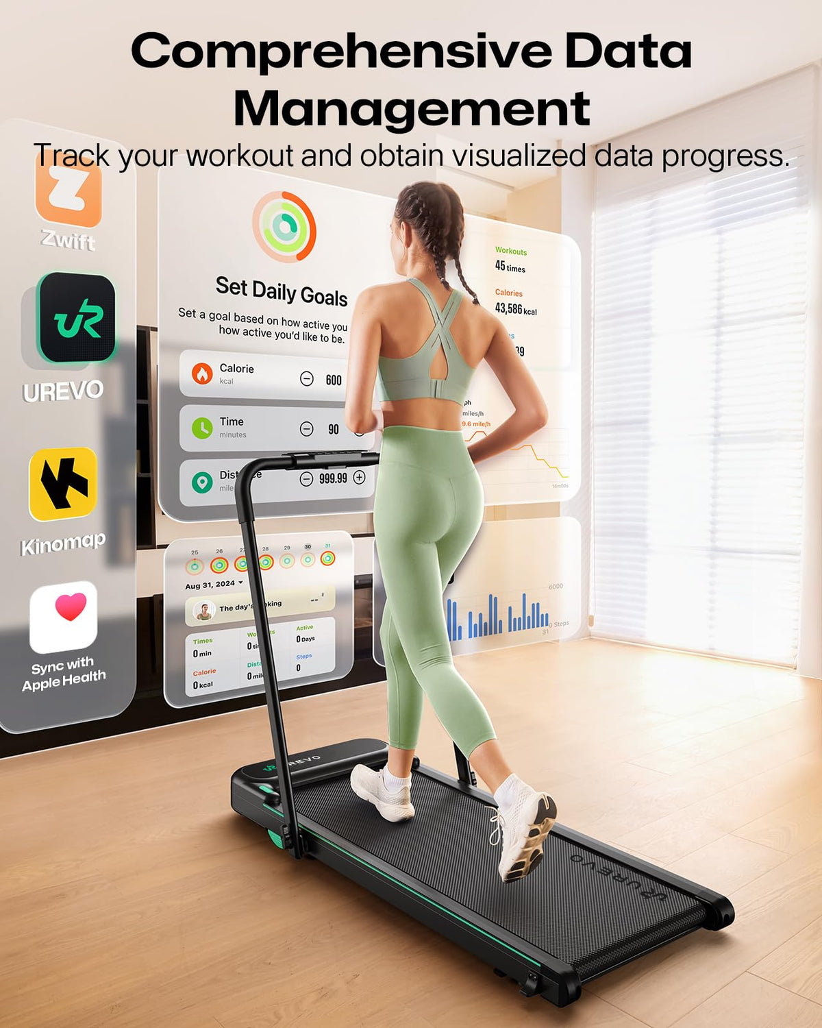 UREVO Strol 2E Smart 2-in-1 Folding Treadmill Compact