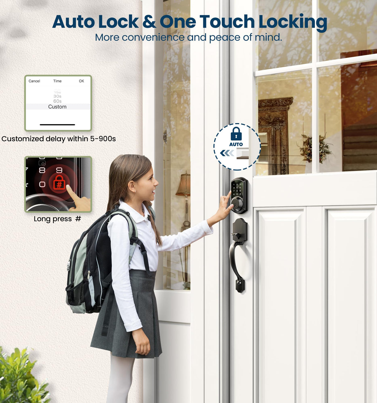 VEISE VE06-H Smart Keyless Front Door Lock Set - Black