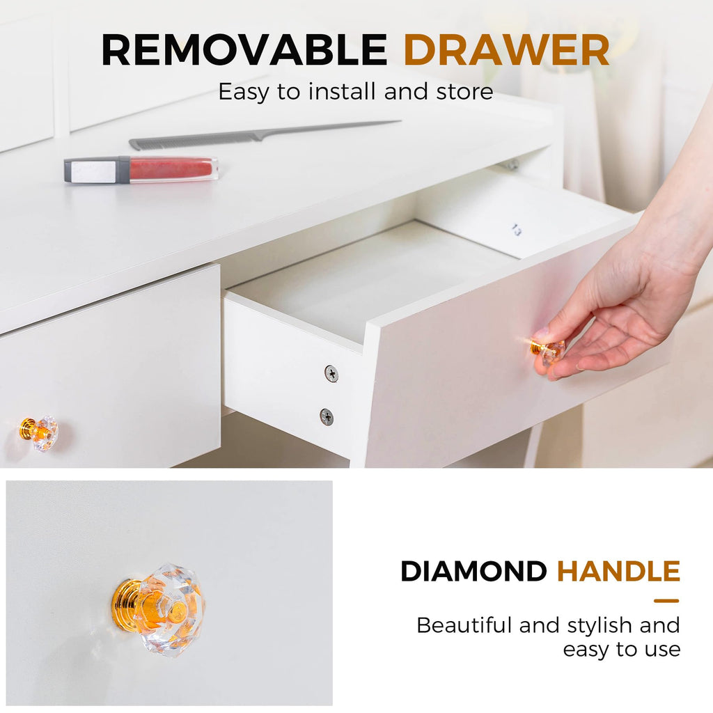 COMHOMA Makeup Vanity Desk with LED Mirror & Chair Set