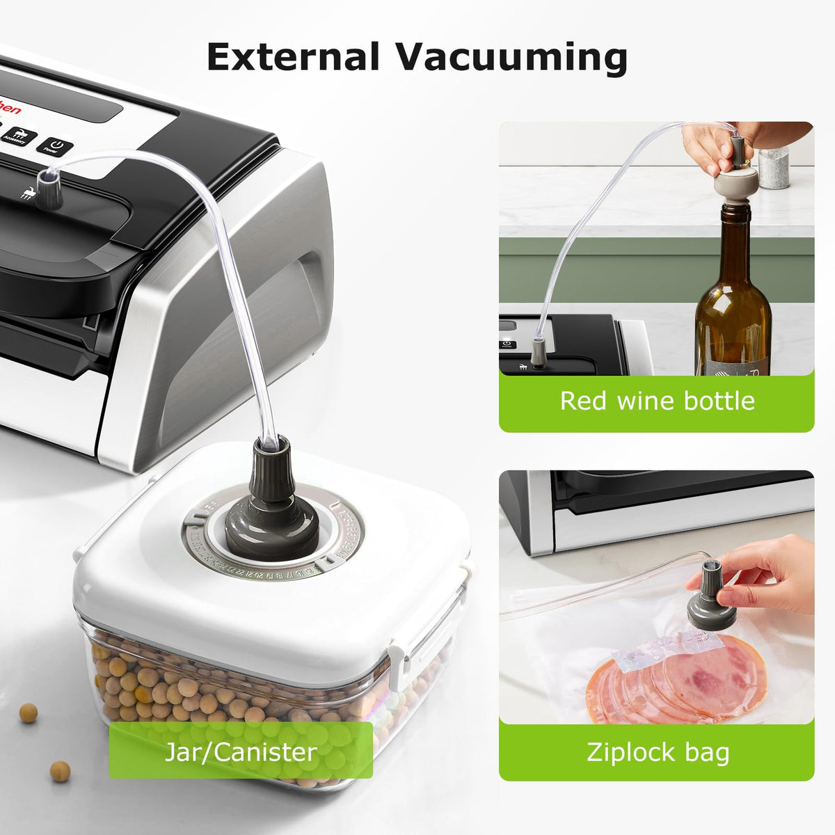 BONSENKITCHEN Vacuum Sealer Machine with Built-in Cutter & Bags