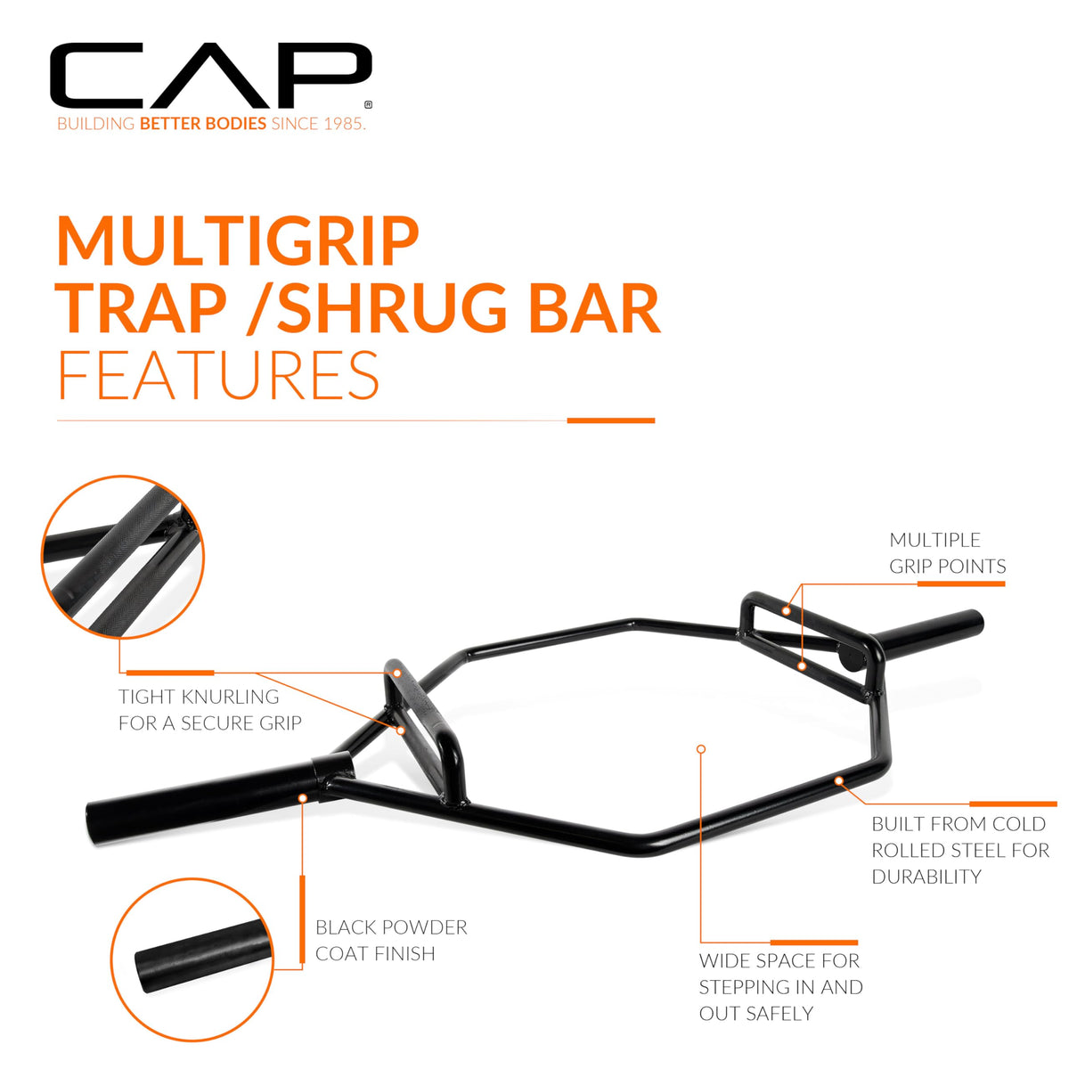CAP BARBELL Olympic Trap Bar with Multiple Grip Options