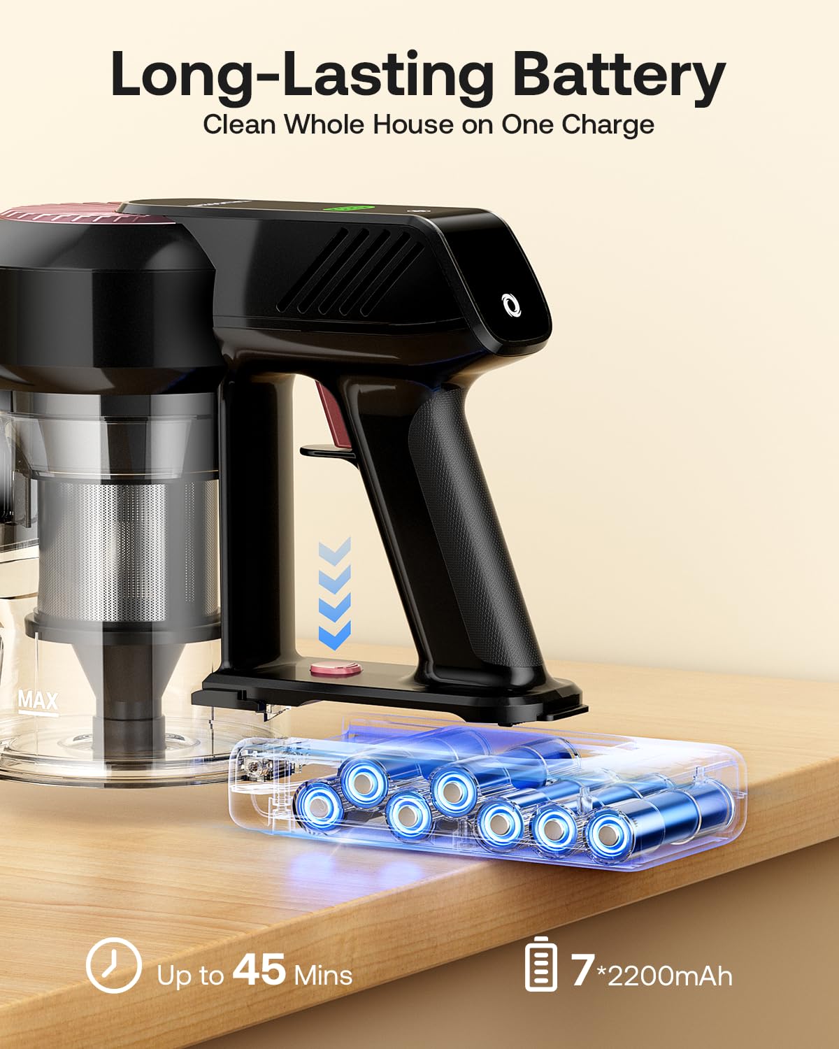 TRUCOZIE Cordless Vacuum Cleaner - 40Kpa Self-Standing 8-in-1