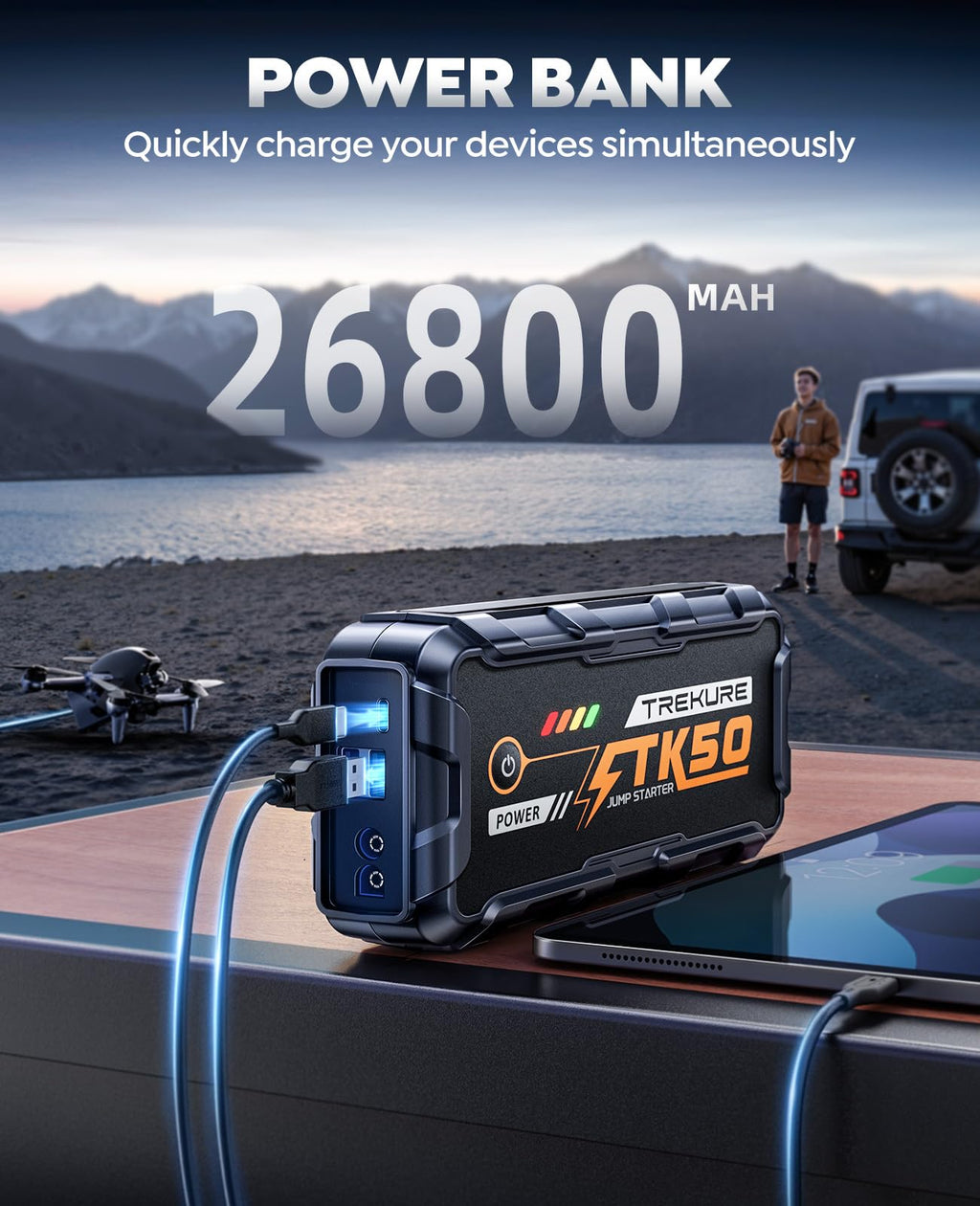 TREKURE Car Battery Jump Starter 8000A, 26800mAh Power Bank