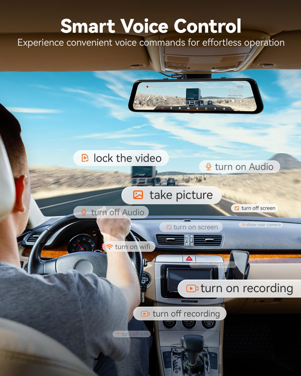 WOLFBOX G850 PRO 4K Mirror Dash Cam with ADAS & BSD