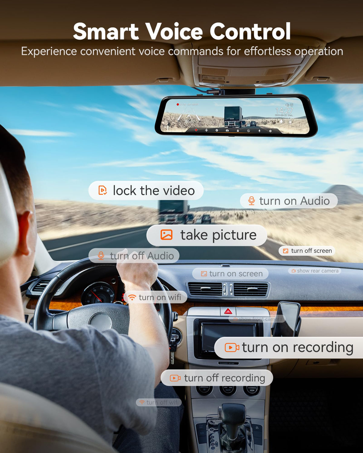 WOLFBOX G850 PRO 4K Mirror Dash Cam with ADAS & BSD