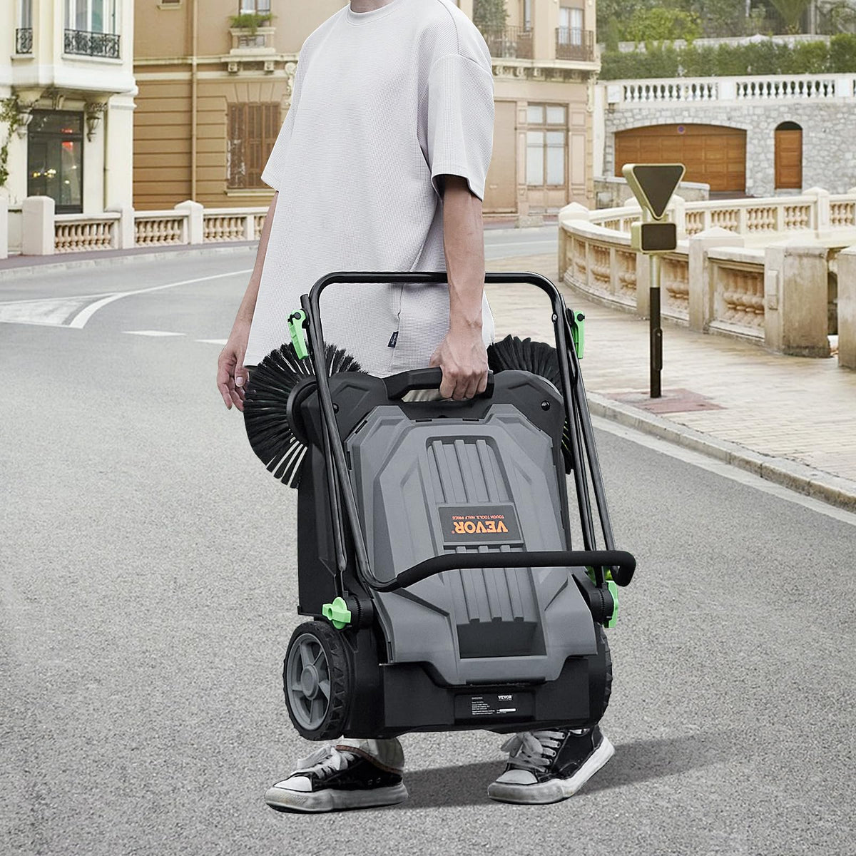 VEVOR Walk-Behind Manual Floor Sweeper with Adjustable Handle